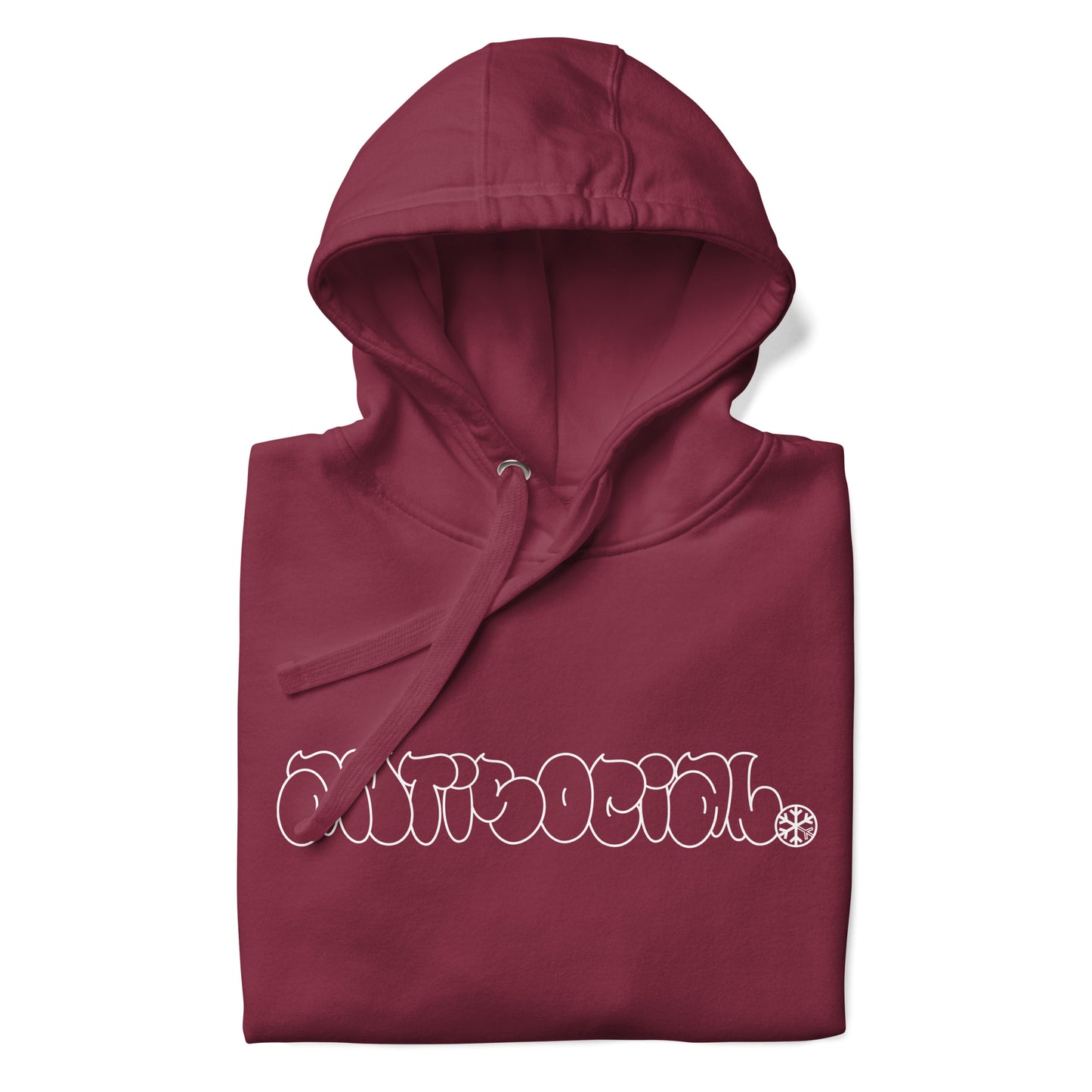 Maroon-Antisocial Graffiti Hollow Hoodie from B.Different Clothing, folded, graffiti-inspired streetwear