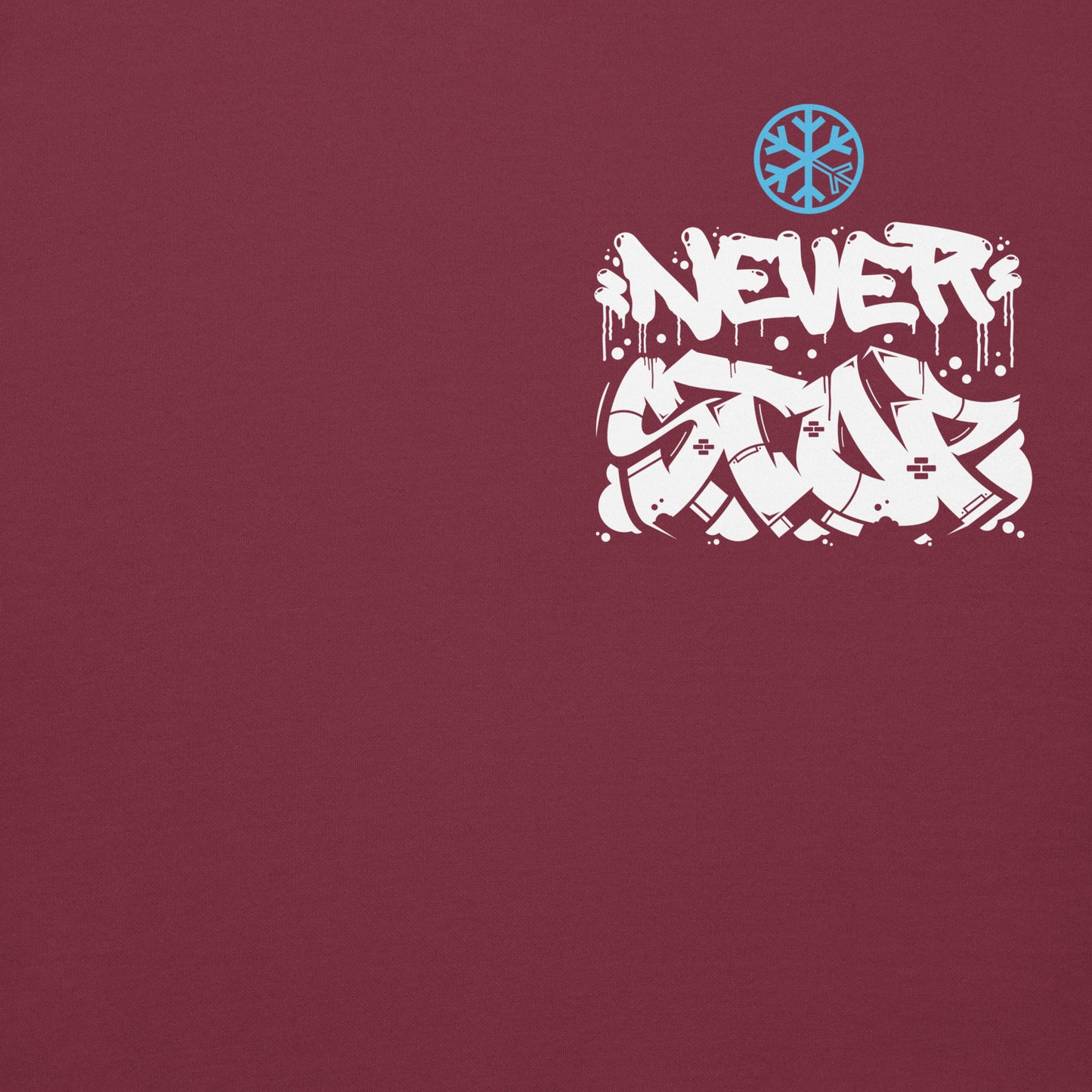 Maroon-Never Stop Graffiti Character Hoodie from B.Different Clothing, front graphic, graffiti-inspired streetwear
