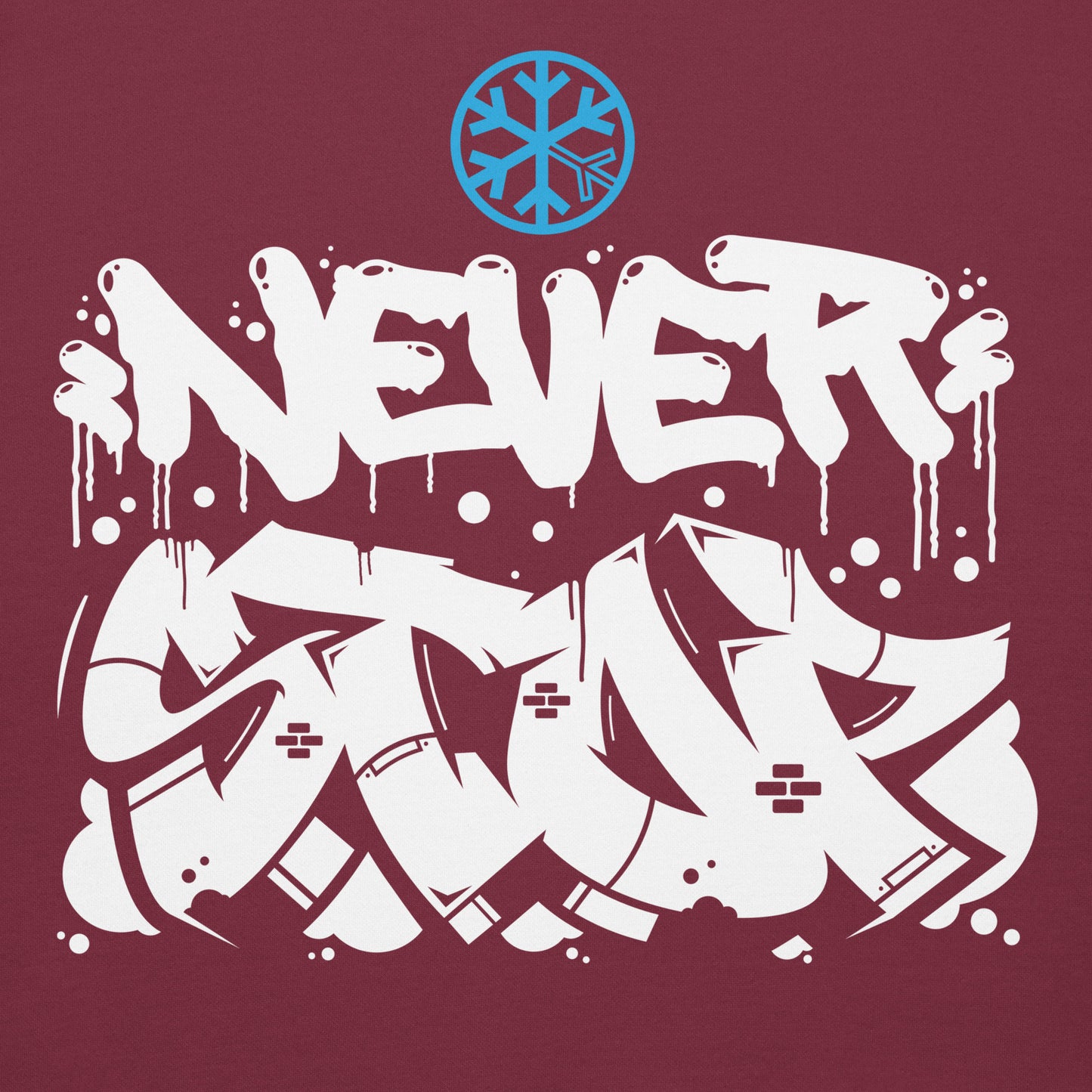Maroon-Never Stop Graffiti Piece Hoodie from B.Different Clothing, graphic, graffiti-inspired streetwear