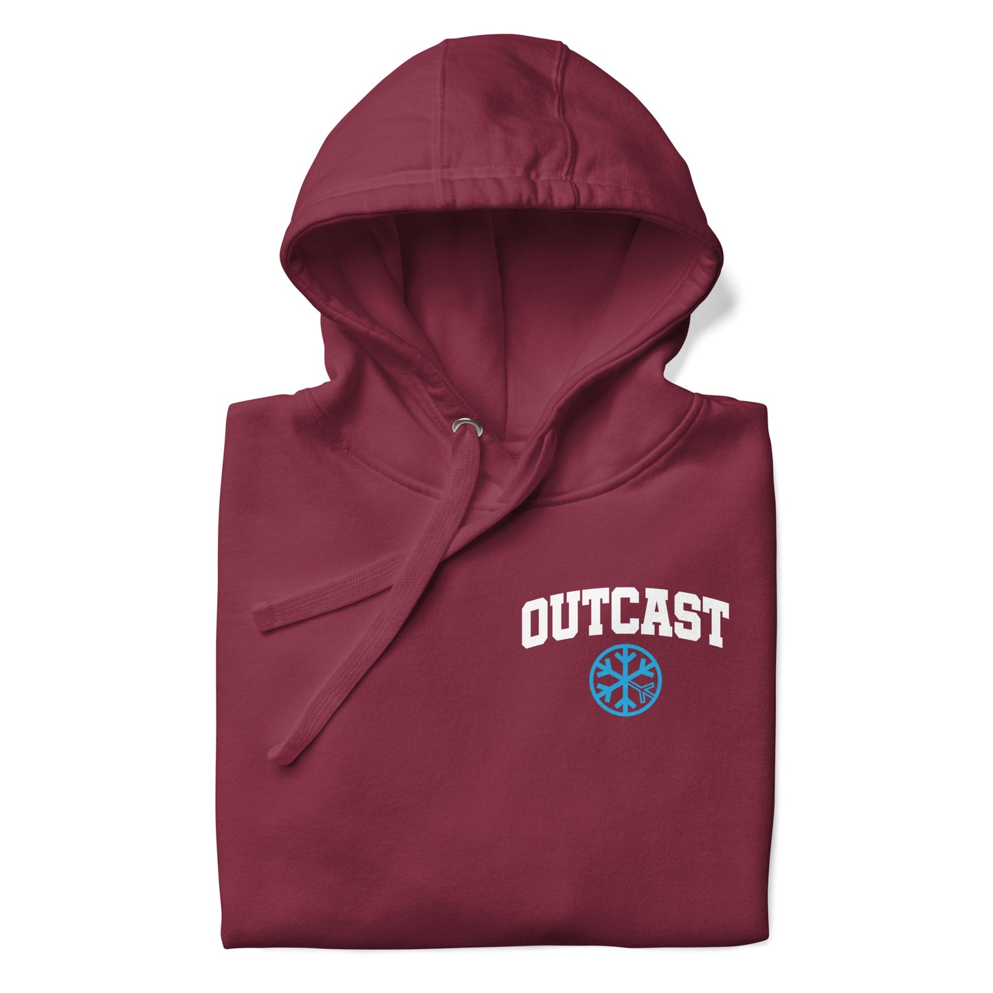 Maroon-Outcast Graffiti Character Hoodie from B.Different Clothing, folded, graffiti-inspired streetwear