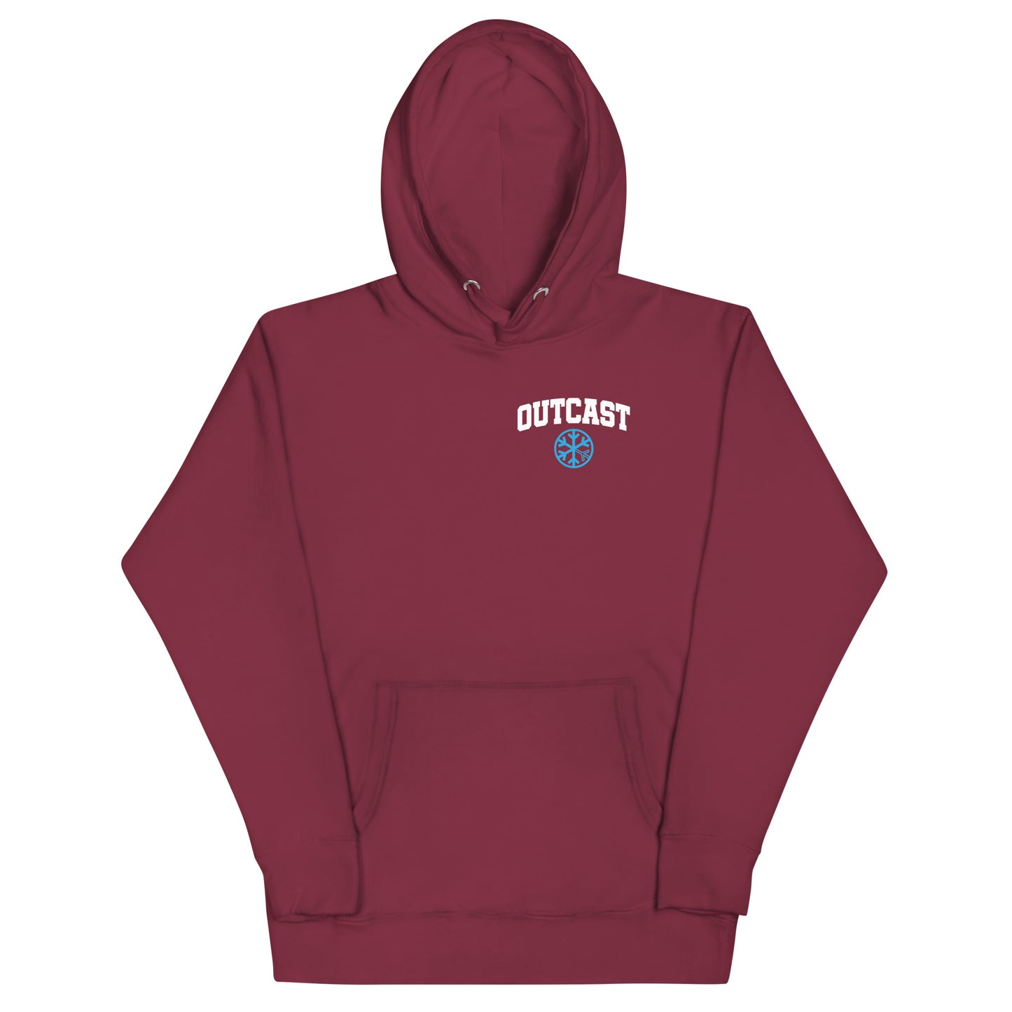 Maroon-Outcast Graffiti Character Hoodie from B.Different Clothing, front view, graffiti-inspired streetwear