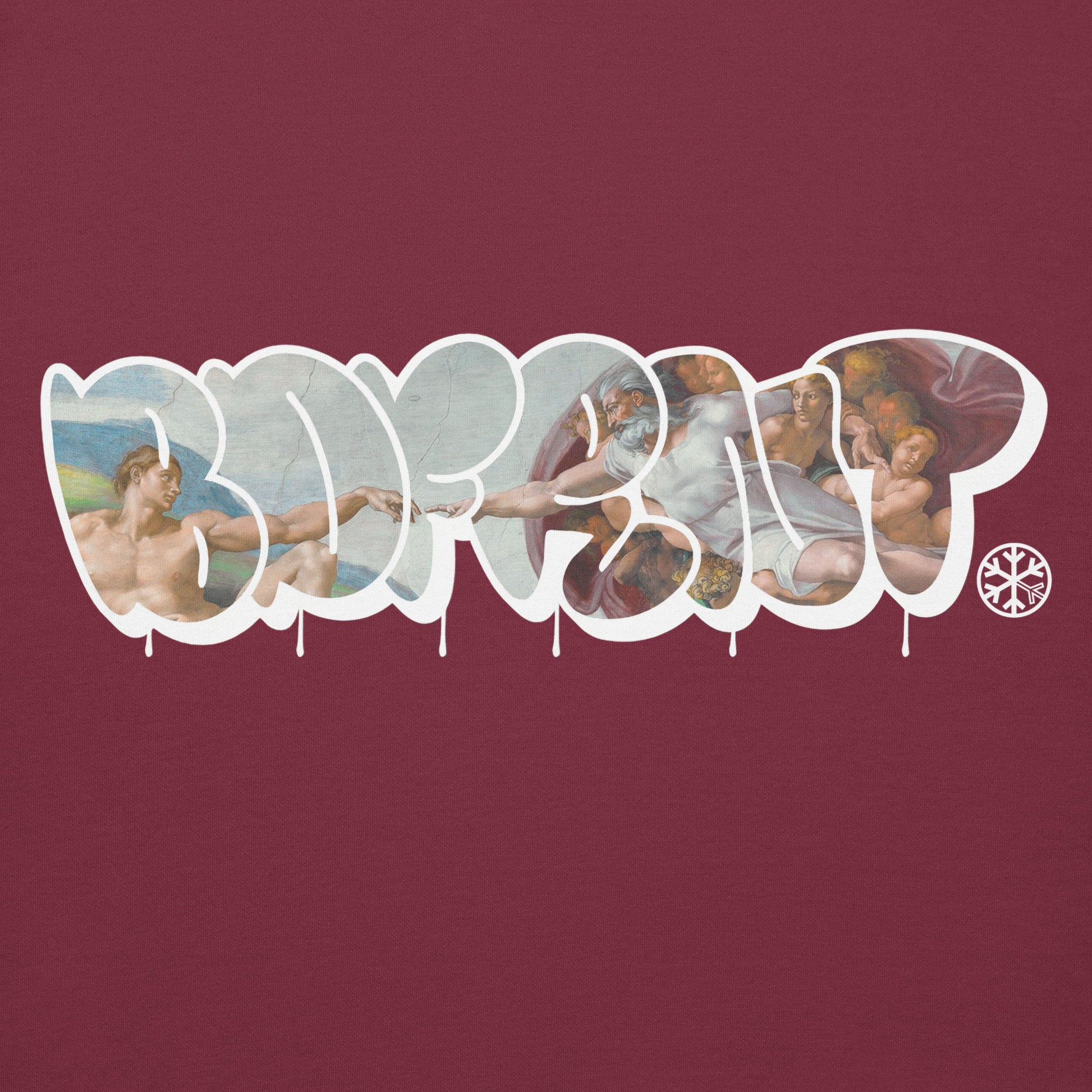 Maroon-BDFRNT Throwie x Creation of Adam Graffiti Hoodie from B.Different Clothing, graphic, graffiti-inspired streetwear