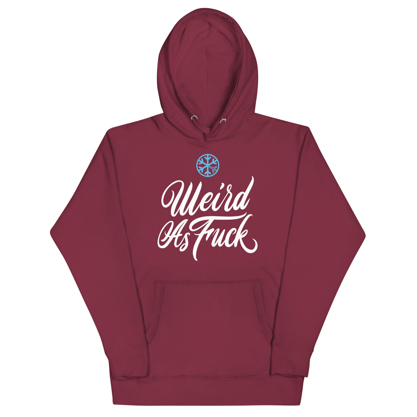 Maroon-Weird as Fuck Hoodie from B.Different Clothing, front view, graffiti-inspired streetwear