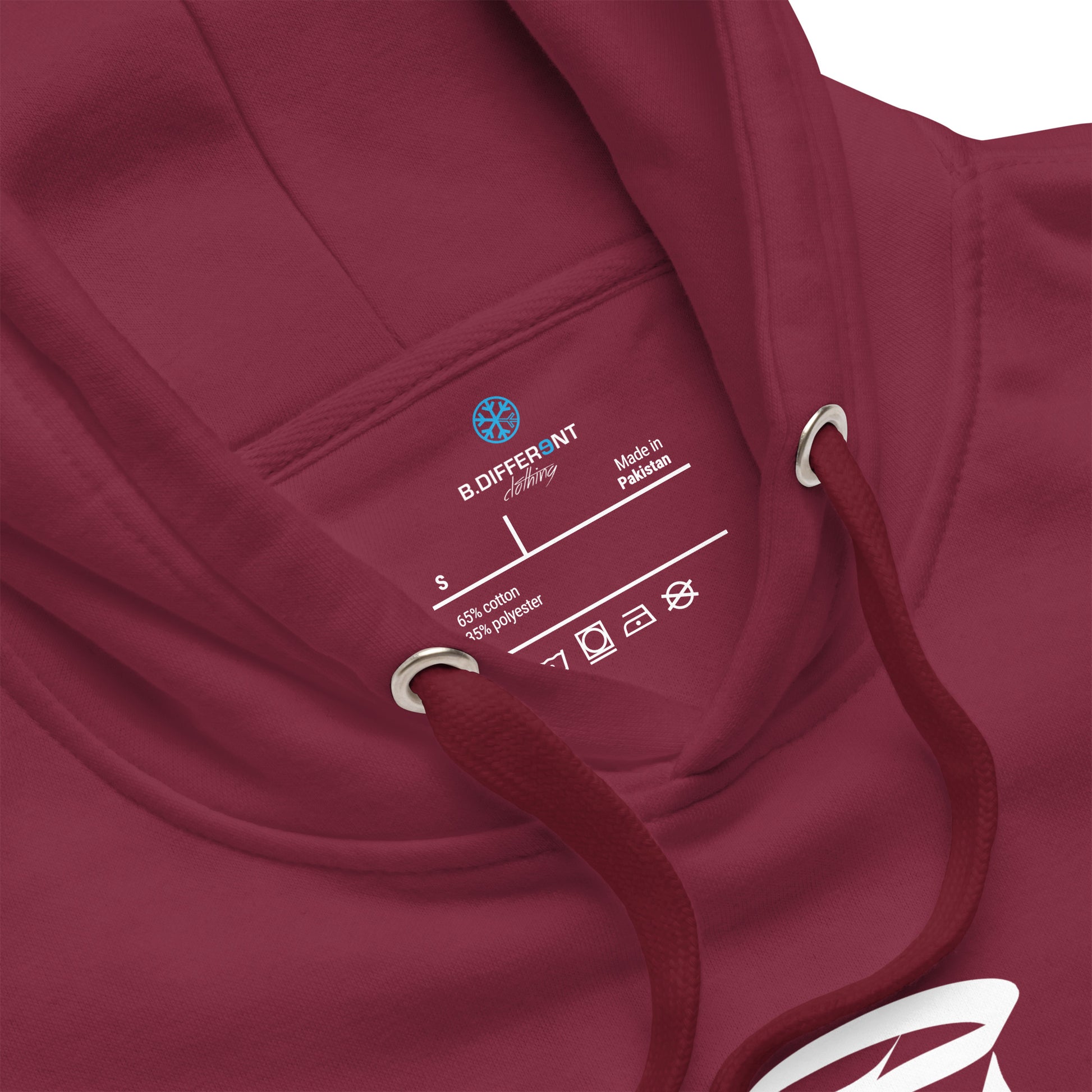 Maroon-Stay Weird Graffiti Tag Hoodie from B.Different Clothing, collar, graffiti-inspired streetwear