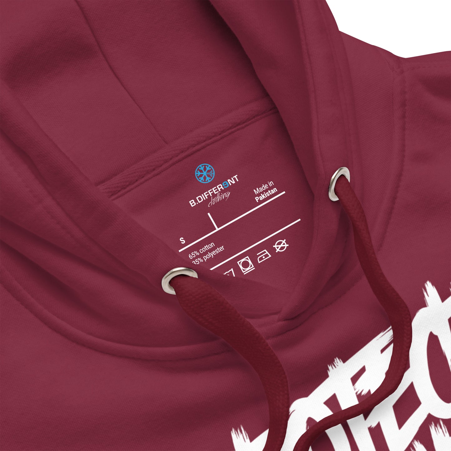 Maroon-Protect Your Vibe Graffiti Tag hoodie from B.Different Clothing, collar, graffiti-inspired streetwear