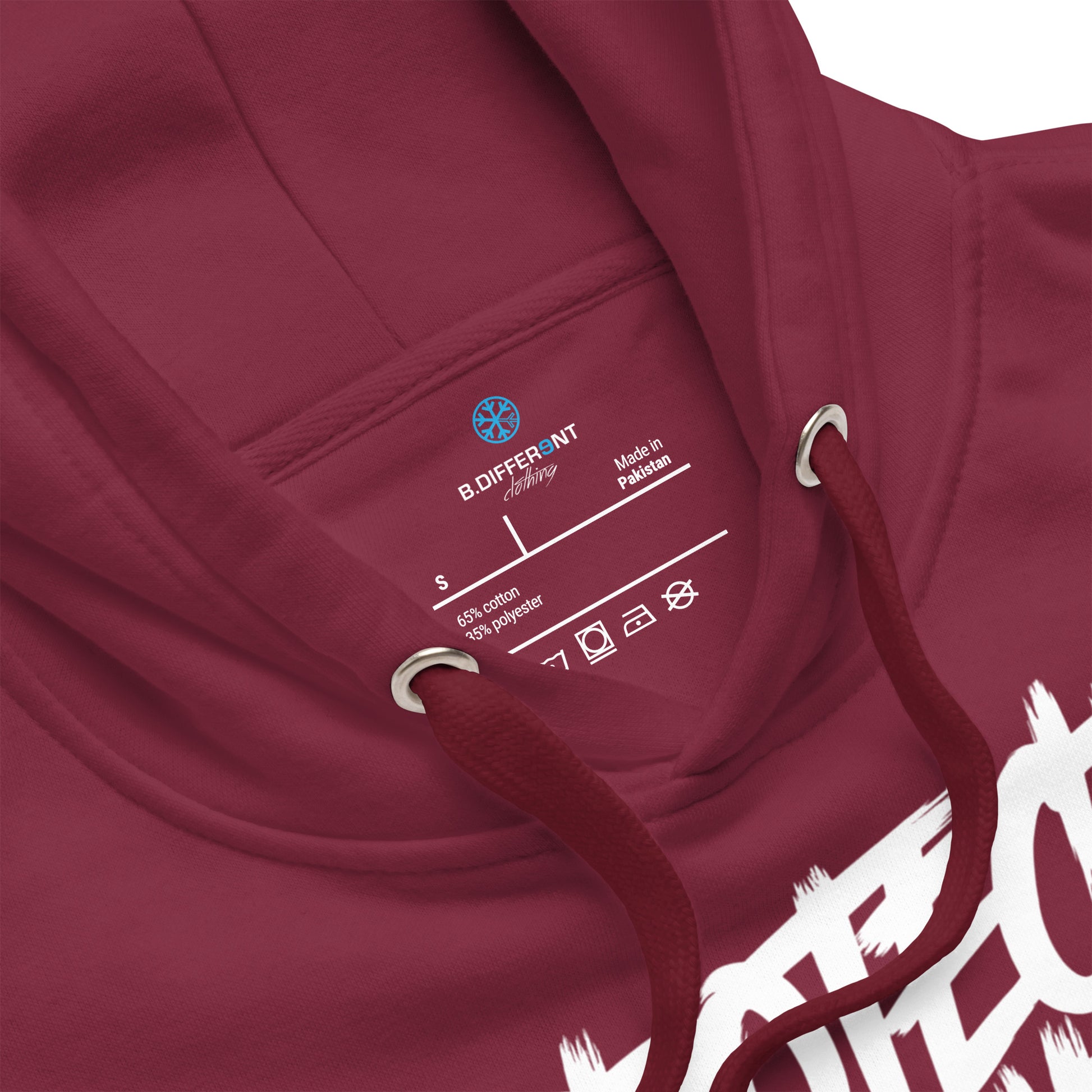 Maroon-Protect Your Vibe Graffiti Tag hoodie from B.Different Clothing, collar, graffiti-inspired streetwear