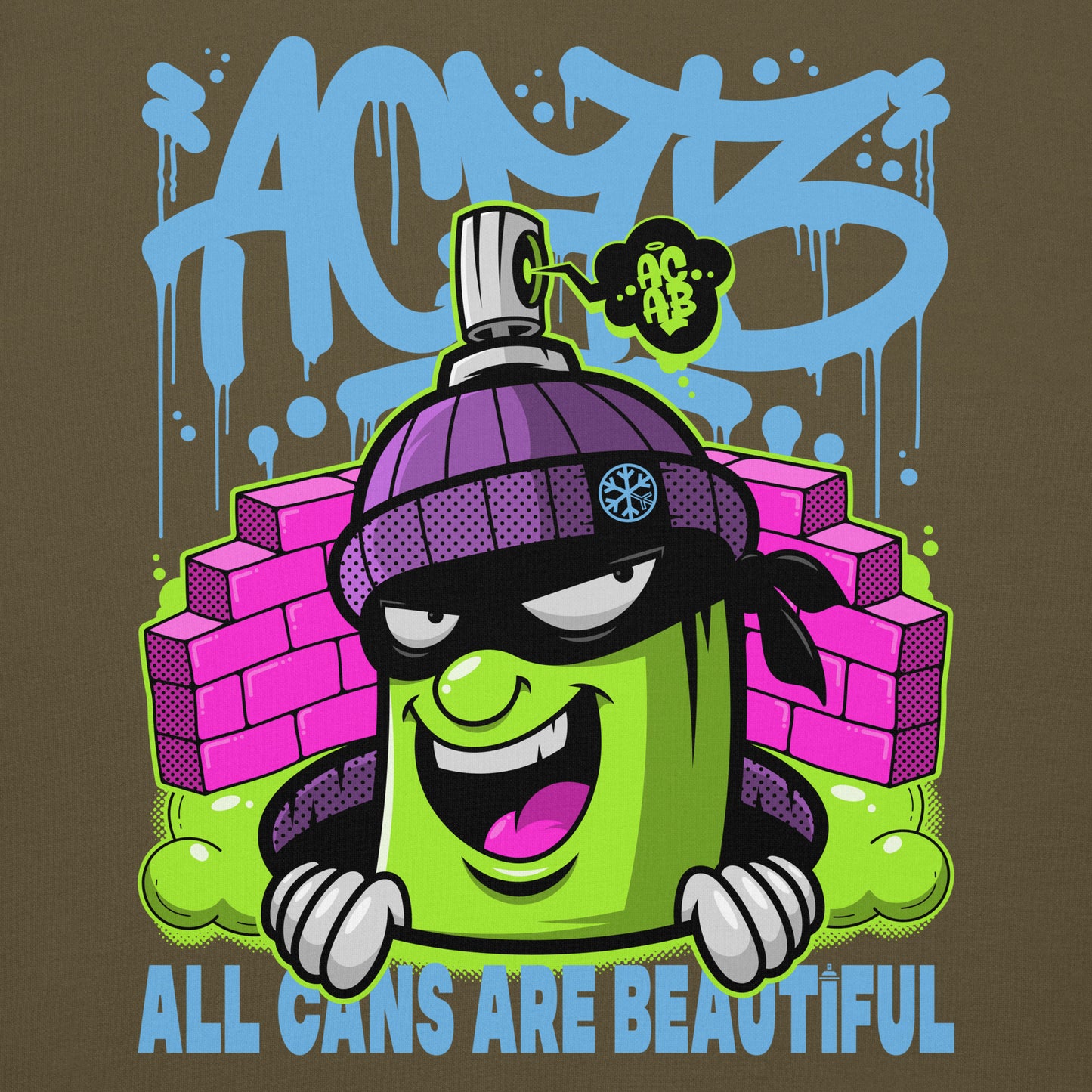 Green-ACAB Graffiti Character Hoodie from B.Different Clothing, graphic, graffiti-inspired streetwear