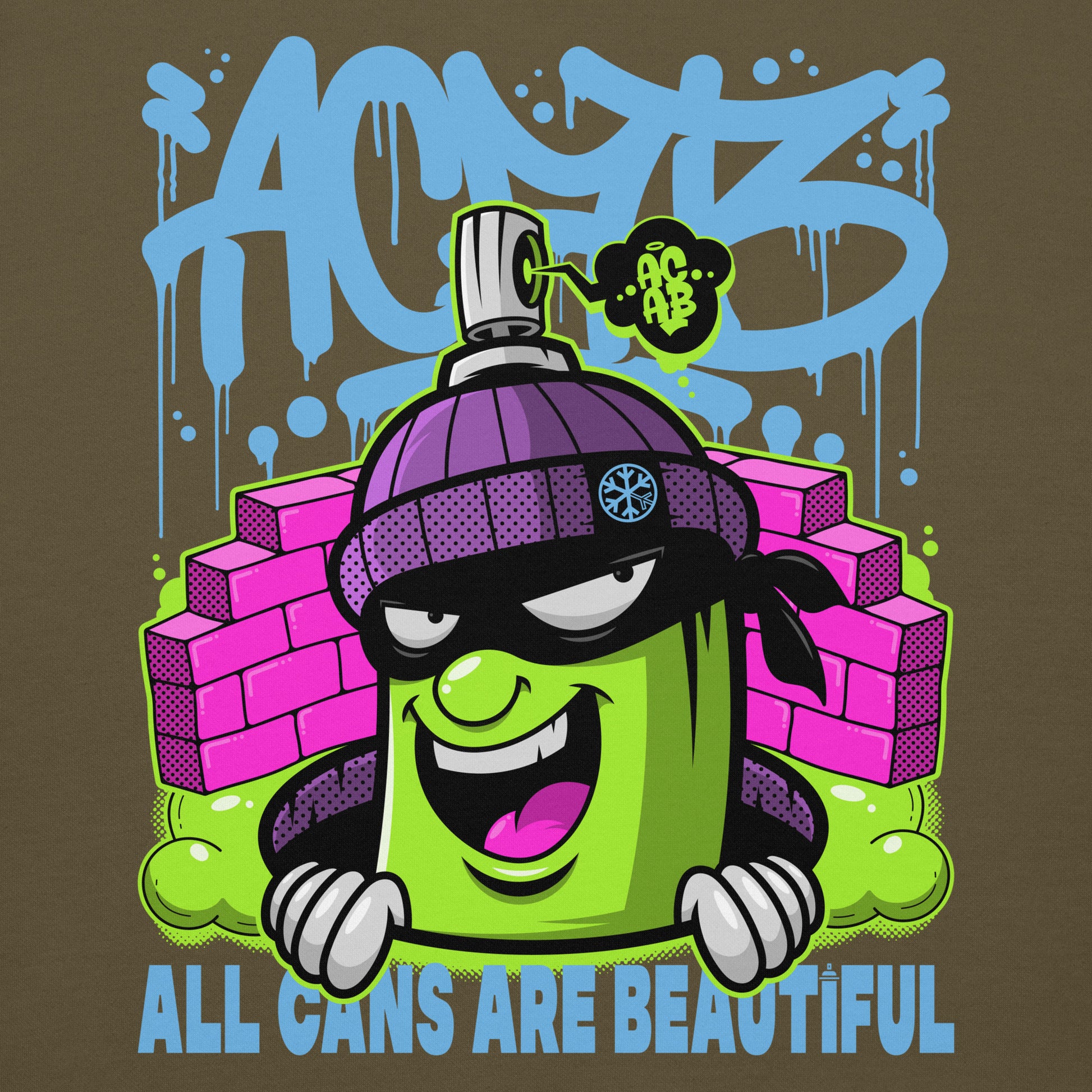 Green-ACAB Graffiti Character Hoodie from B.Different Clothing, graphic, graffiti-inspired streetwear