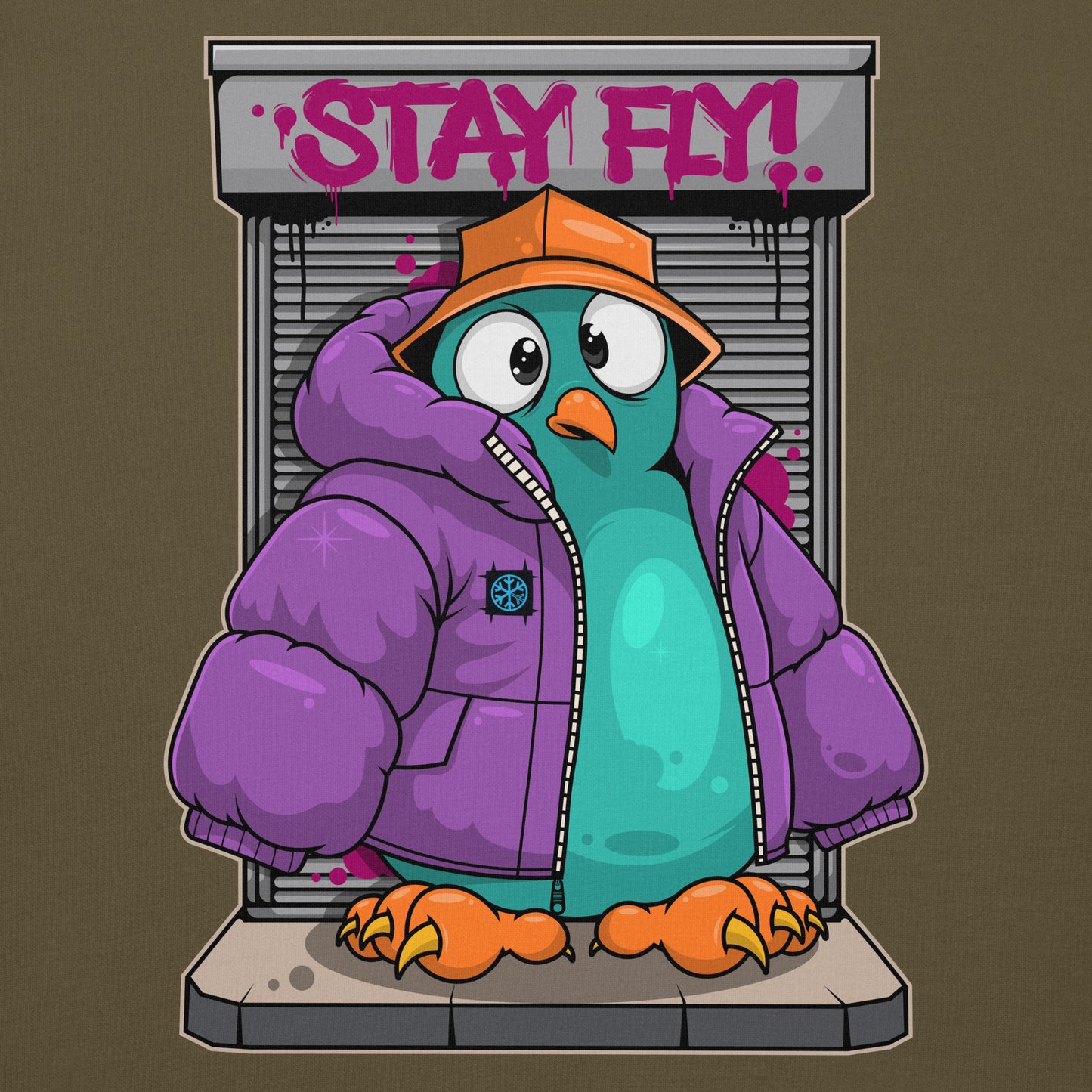 Green-Stay Fly Graffiti Character Hoodie from B.Different Clothing, graphic, graffiti-inspired streetwear