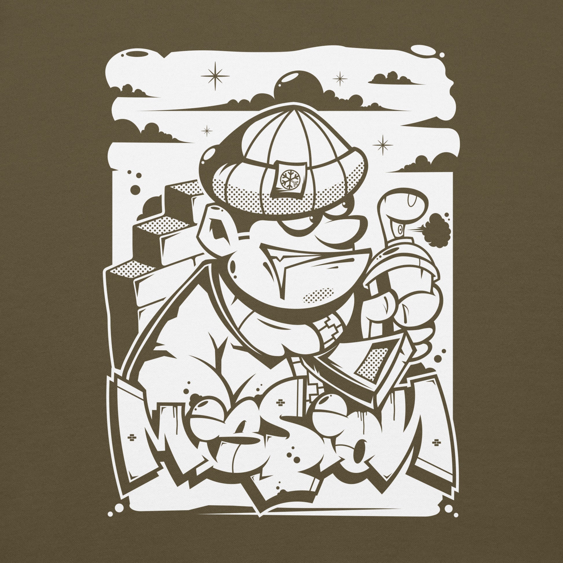 Green-Mission Graffiti Character Hoodie from B.Different Clothing, graphic, graffiti-inspired streetwear