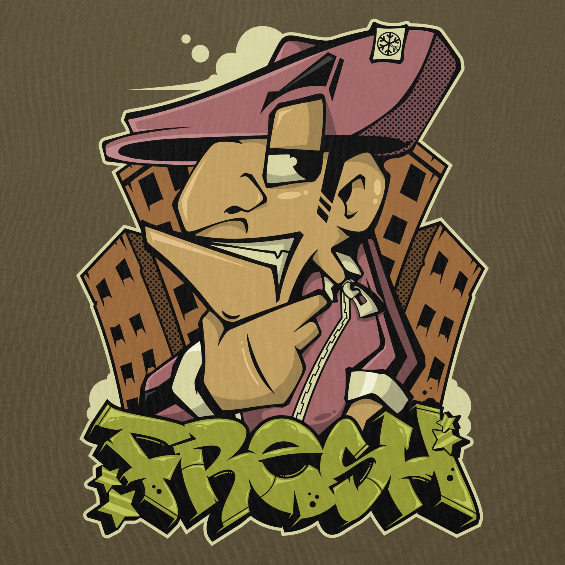 Green-Fresh Graffiti Character Hoodie from B.Different Clothing, graphic, graffiti-inspired streetwear