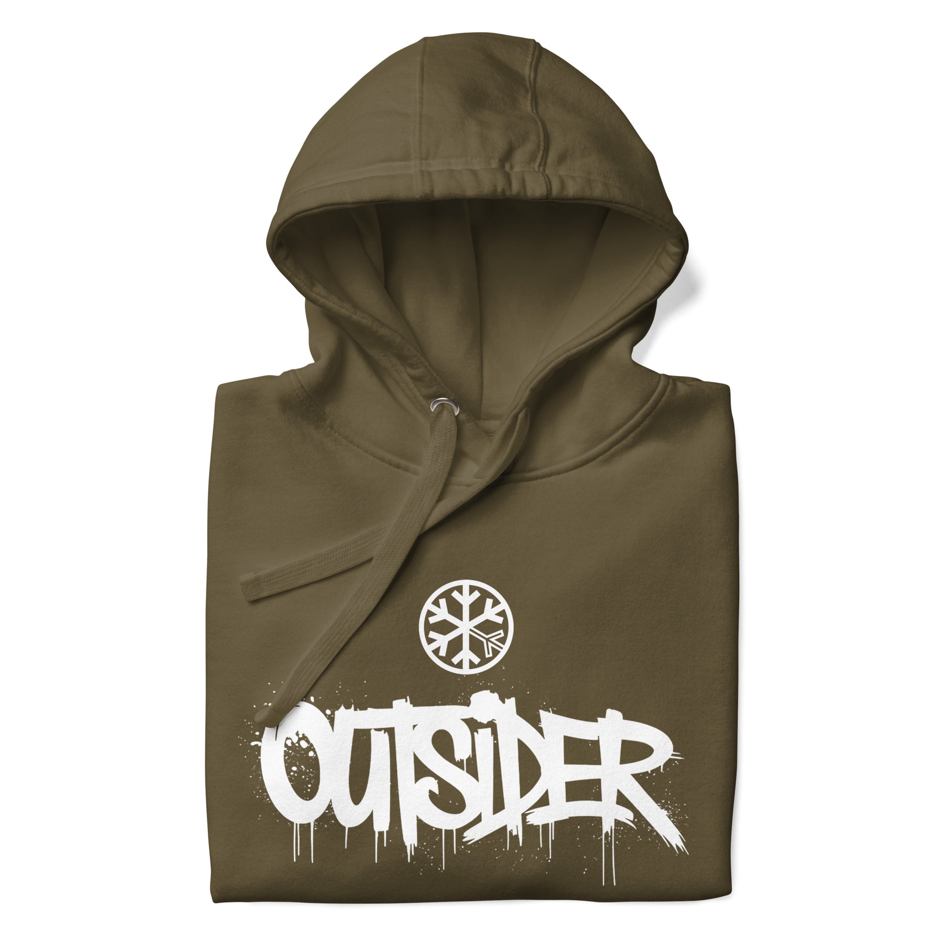 Green-Outsider Graffiti Tag Sweatshirt from B.Different Clothing, folded, graffiti-inspired streetwear