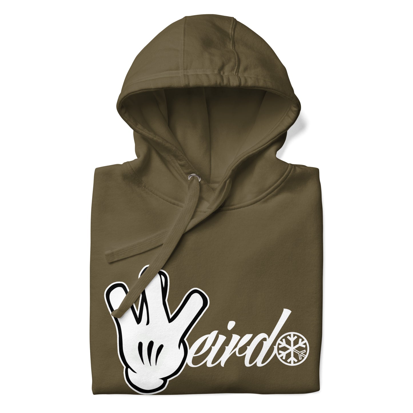 Green-Weirdo Hand Sign Hoodie from B.Different Clothing, folded, graffiti-inspired streetwear