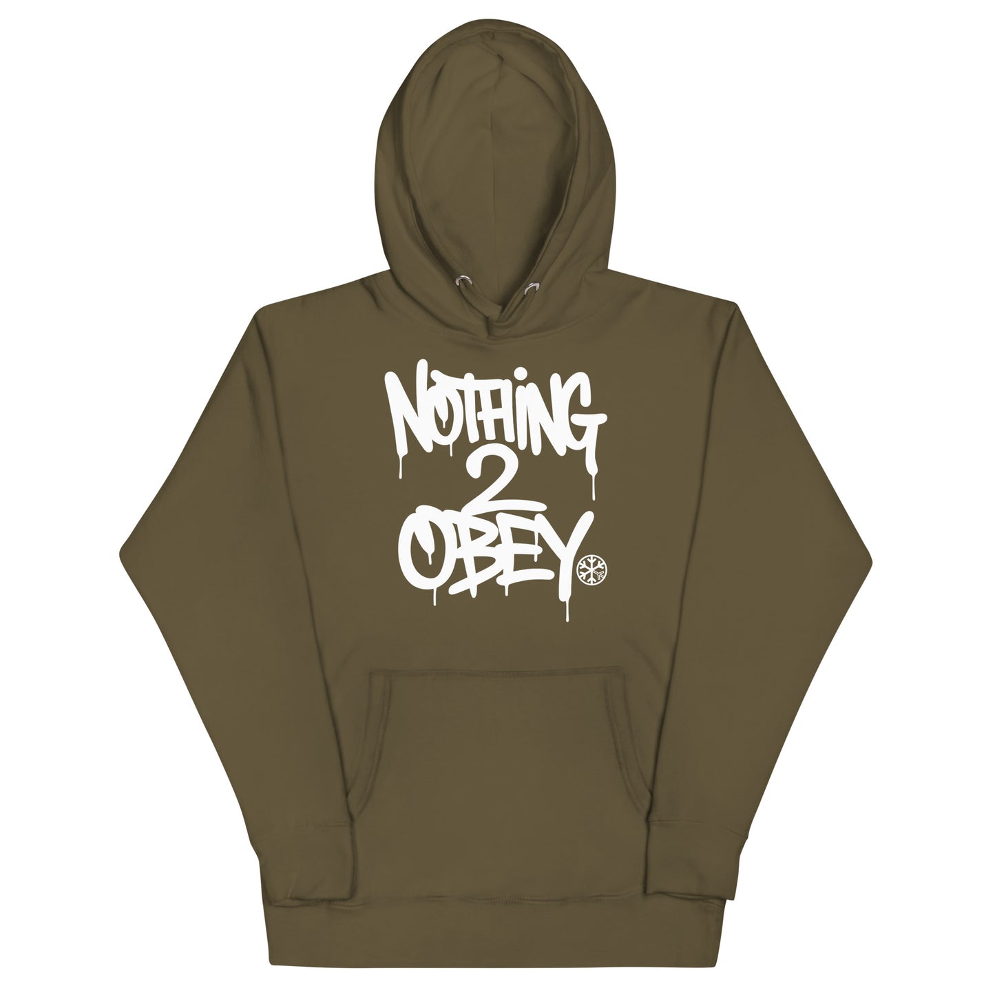 Green-Nothing 2 Obey Graffiti Hoodie from B.Different Clothing, front view, graffiti-inspired streetwear