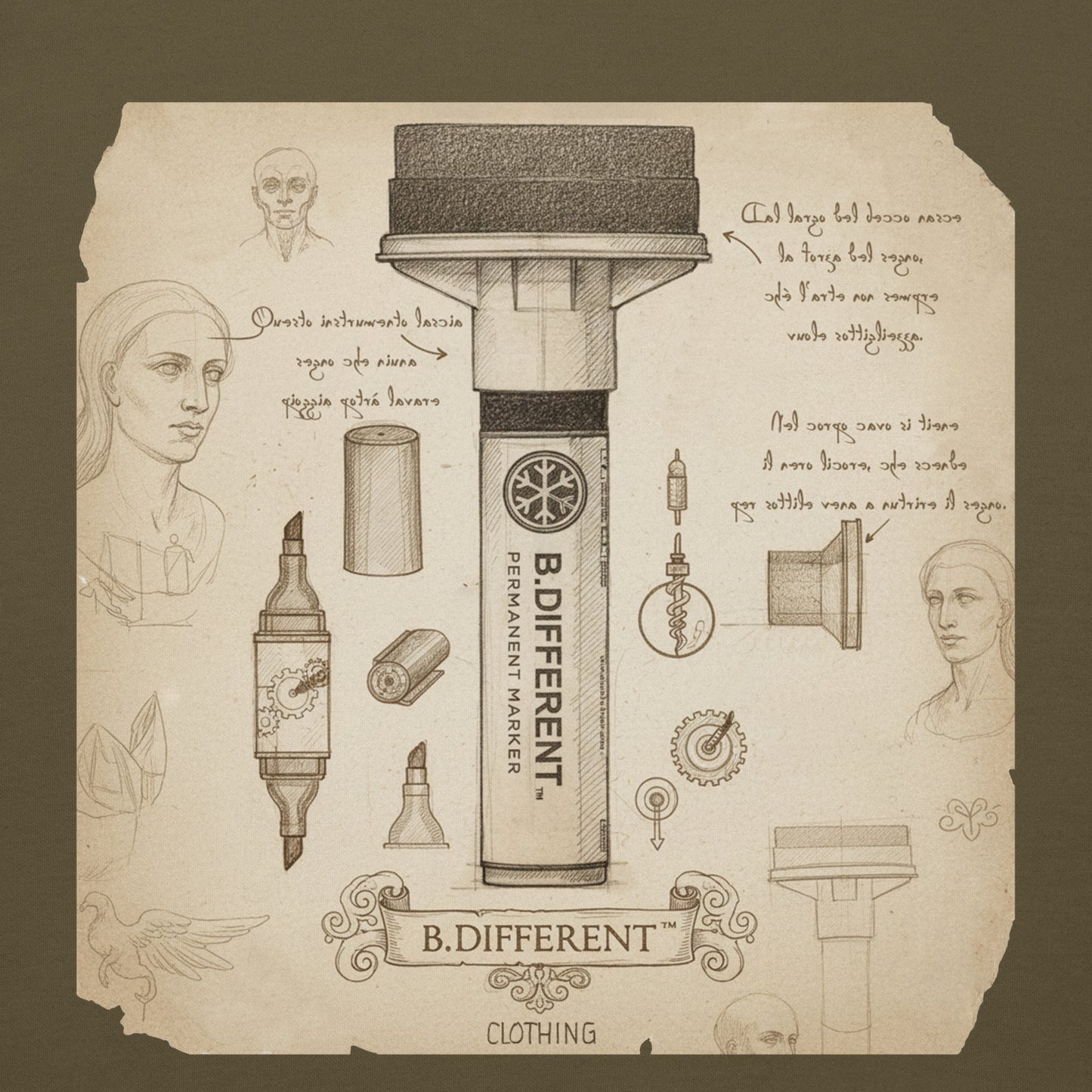 Green-Marker Sketch Graffiti Hoodie from B.Different Clothing, graphic, graffiti-inspired streetwear