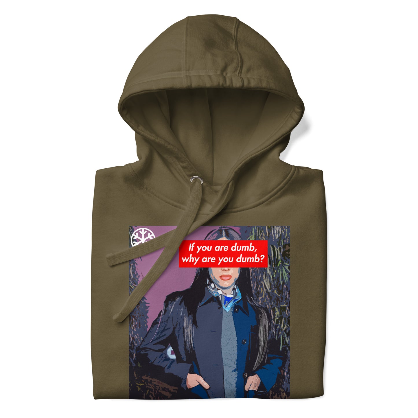 Green-Why Are You Dumb Hoodie from B.Different Clothing, folded, graffiti-inspired streetwear