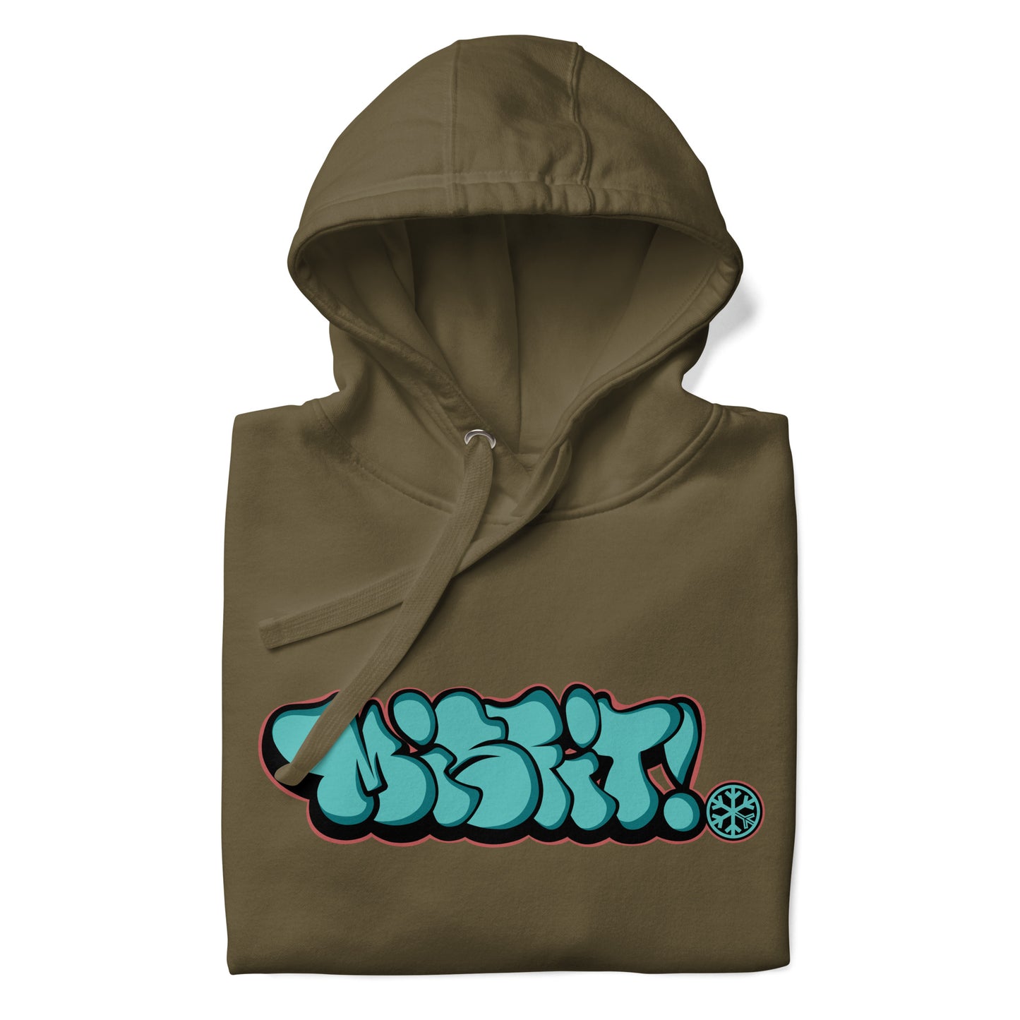 Green-Misfit Graffiti Throwie Hoodie from B.Different Clothing, folded, graffiti-inspired streetwear