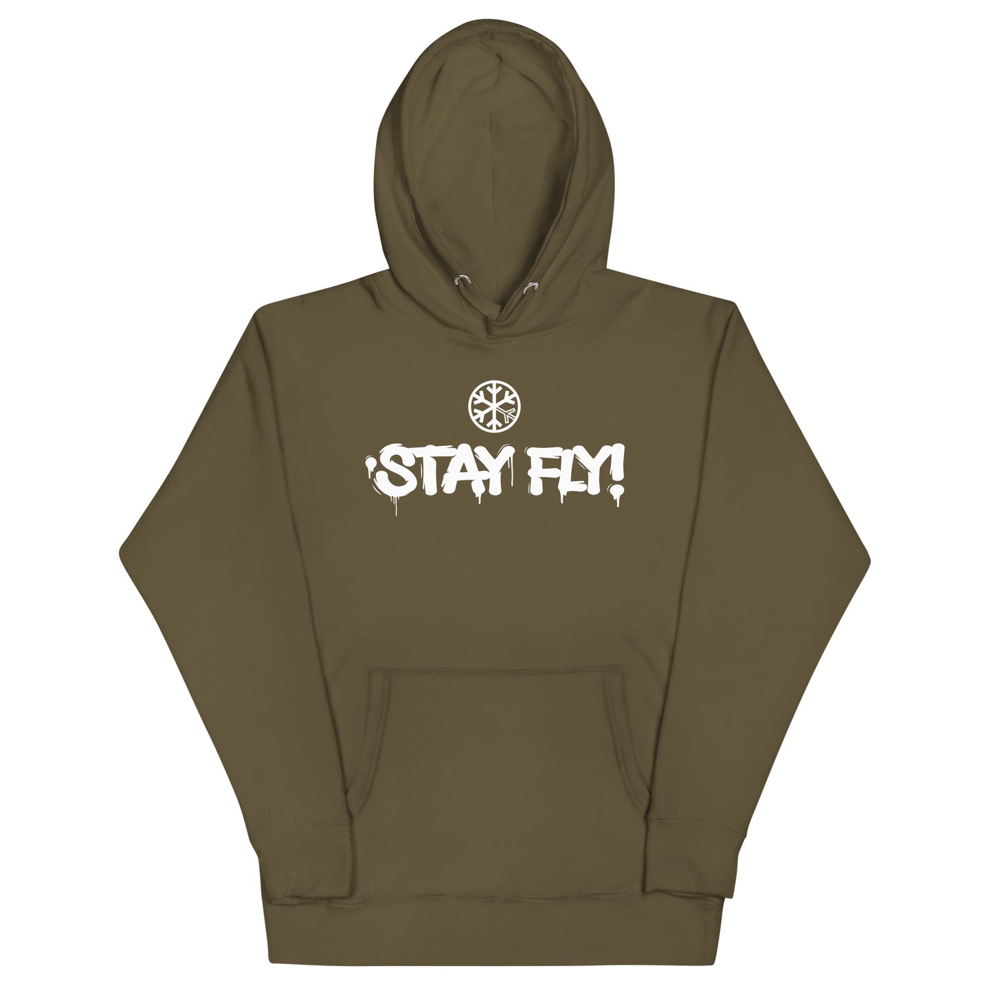 Green-Stay Fly Graffiti Tag Hoodie from B.Different Clothing, front view, graffiti-inspired streetwear