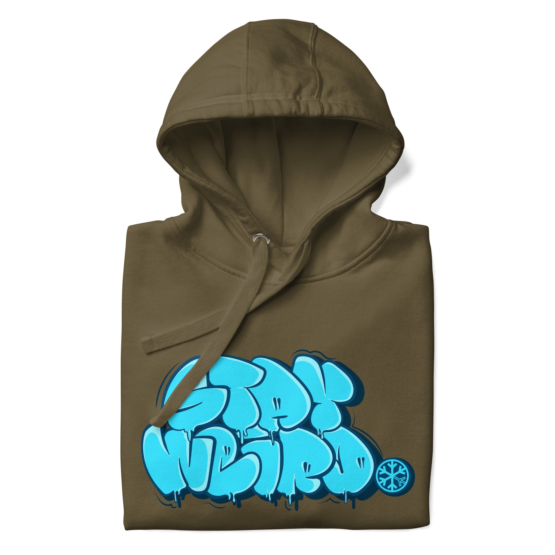 Green-Stay Weird Graffiti Throw-up Hoodie from B.Different Clothing, folded, graffiti-inspired streetwear