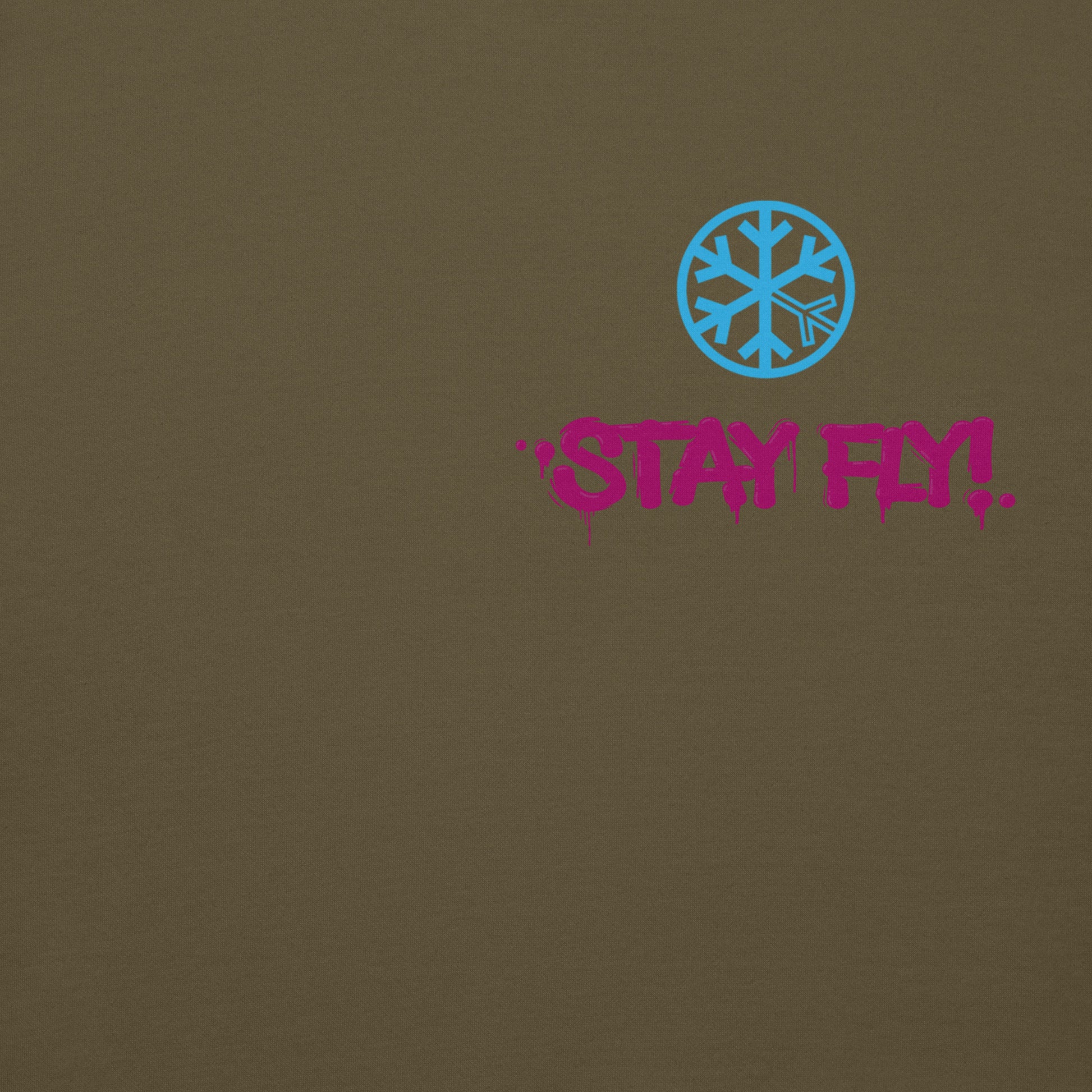 Green-Stay Fly Graffiti Character Hoodie from B.Different Clothing, front graphic, graffiti-inspired streetwear