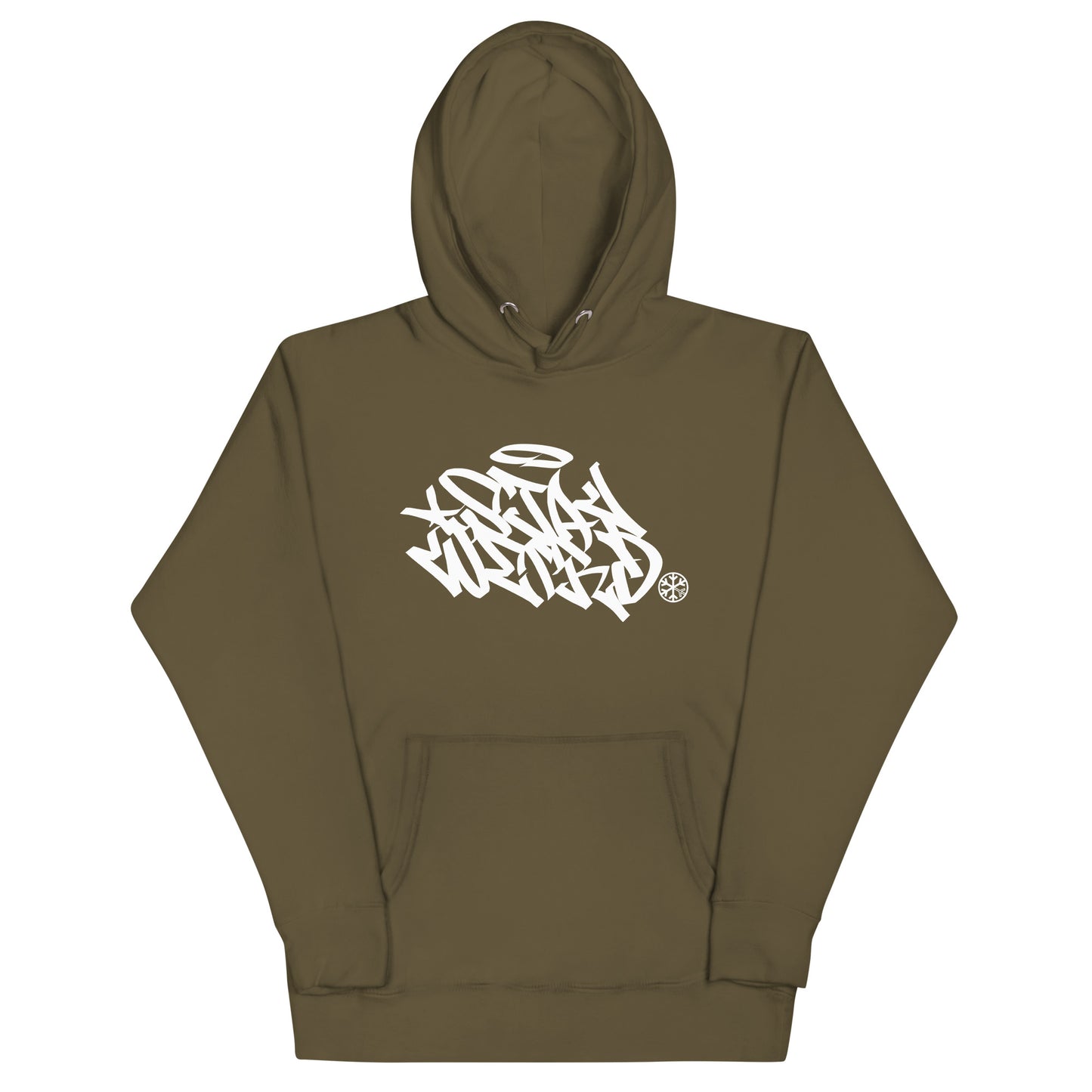 Green-Stay Weird Graffiti Tag Hoodie from B.Different Clothing, front view, graffiti-inspired streetwear