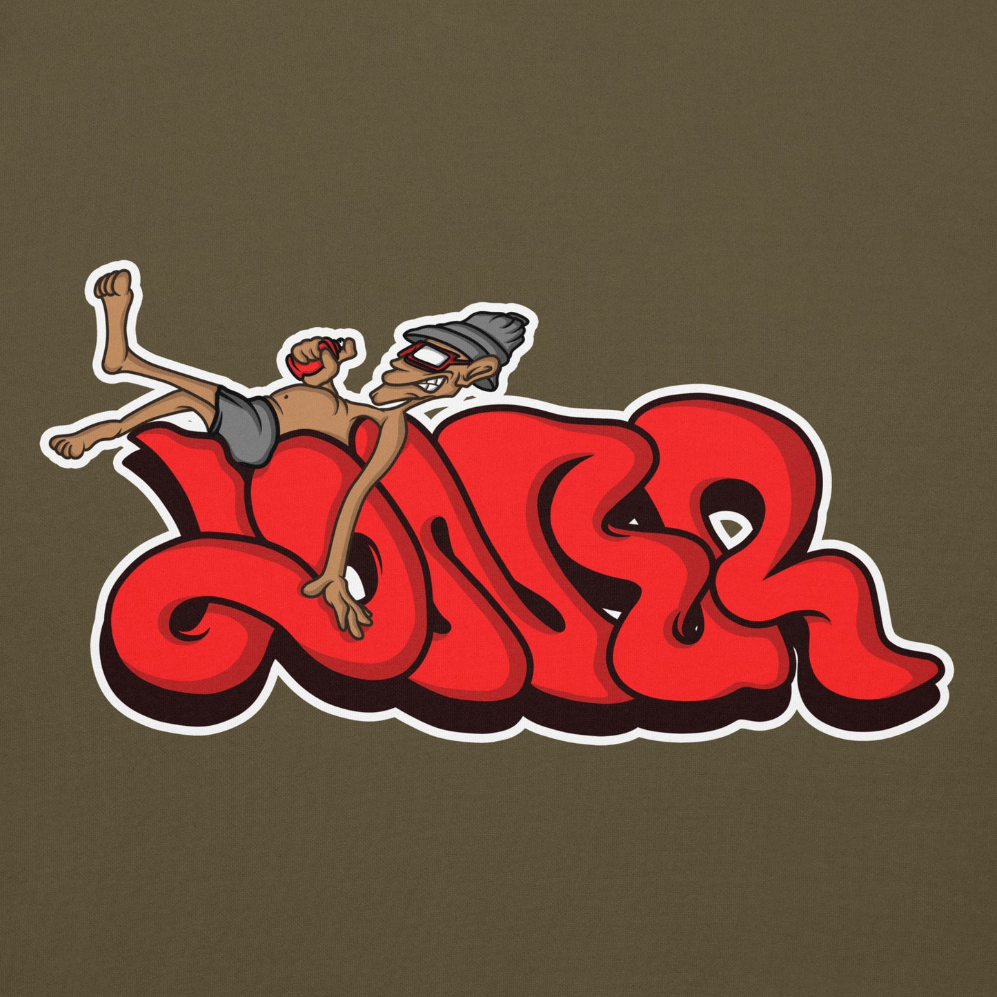 Green-Loner Graffiti Piece Hoodie from B.Different Clothing, graphic, graffiti-inspired streetwear