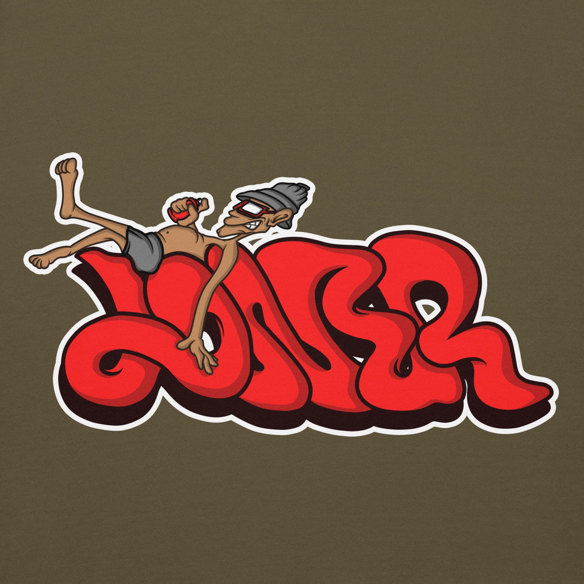 Green-Loner Graffiti Piece Hoodie from B.Different Clothing, graphic, graffiti-inspired streetwear