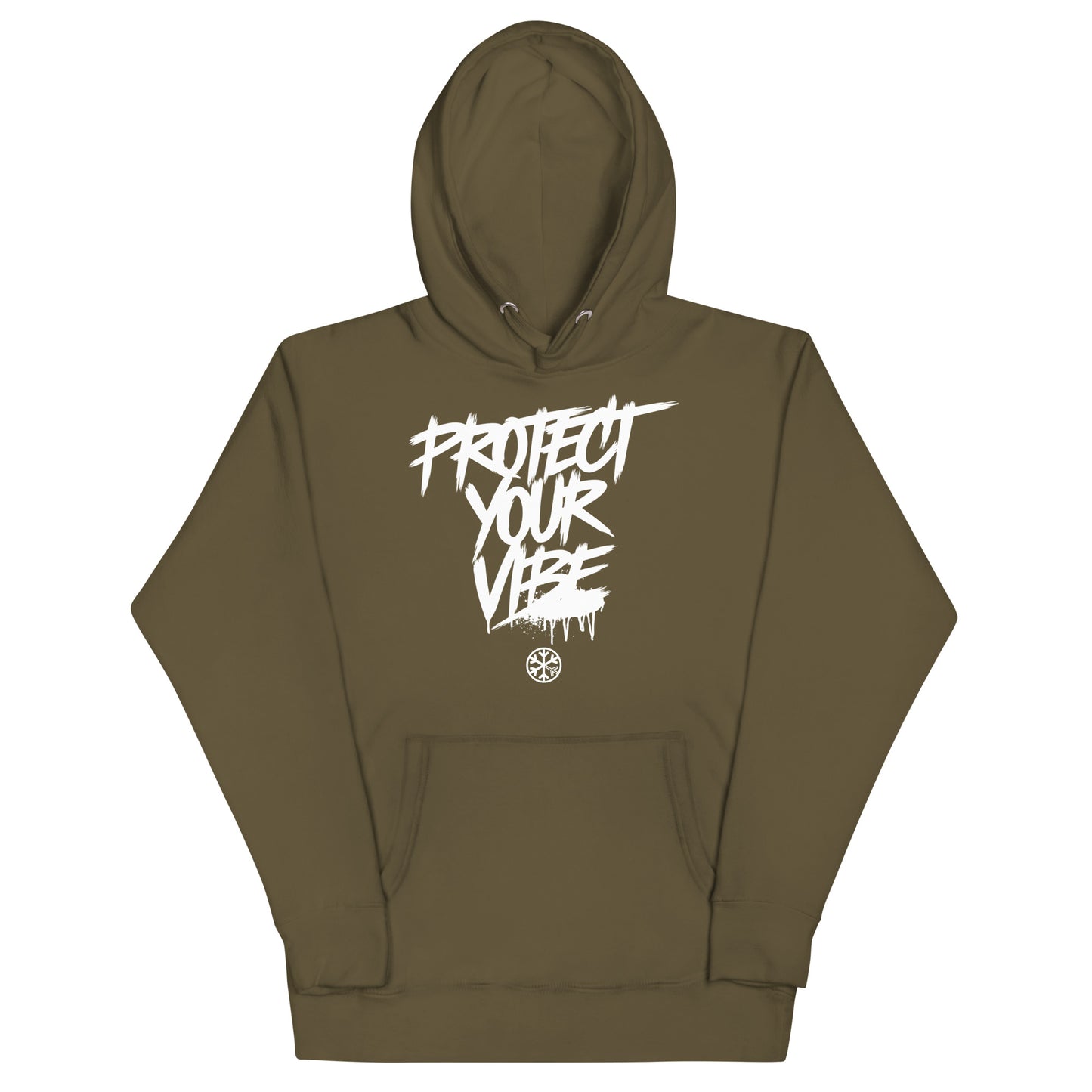 Green-Protect Your Vibe Graffiti Tag hoodie from B.Different Clothing, front view, graffiti-inspired streetwear