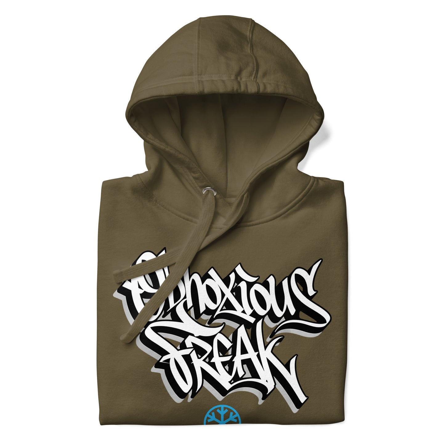 Green-Obnoxious Freak Graffiti Hoodie from B.Different Clothing, folded, graffiti-inspired streetwear