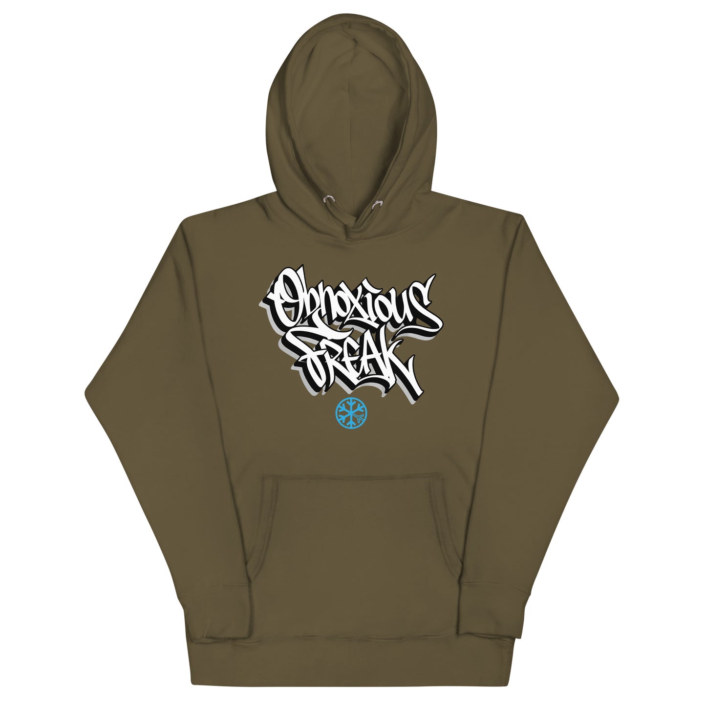 Green-Obnoxious Freak Graffiti Hoodie from B.Different Clothing, front view, graffiti-inspired streetwear