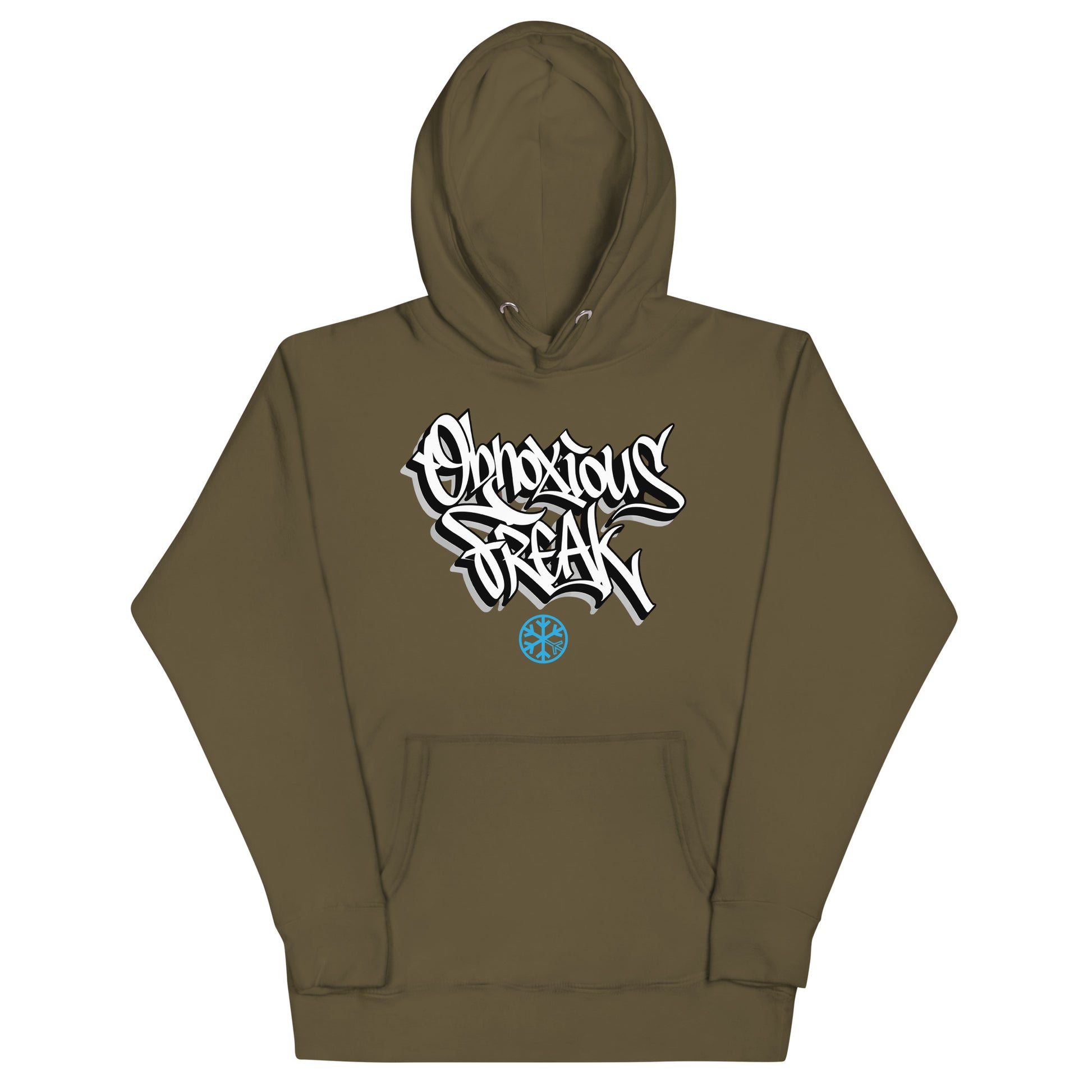 Green-Obnoxious Freak Graffiti Hoodie from B.Different Clothing, front view, graffiti-inspired streetwear
