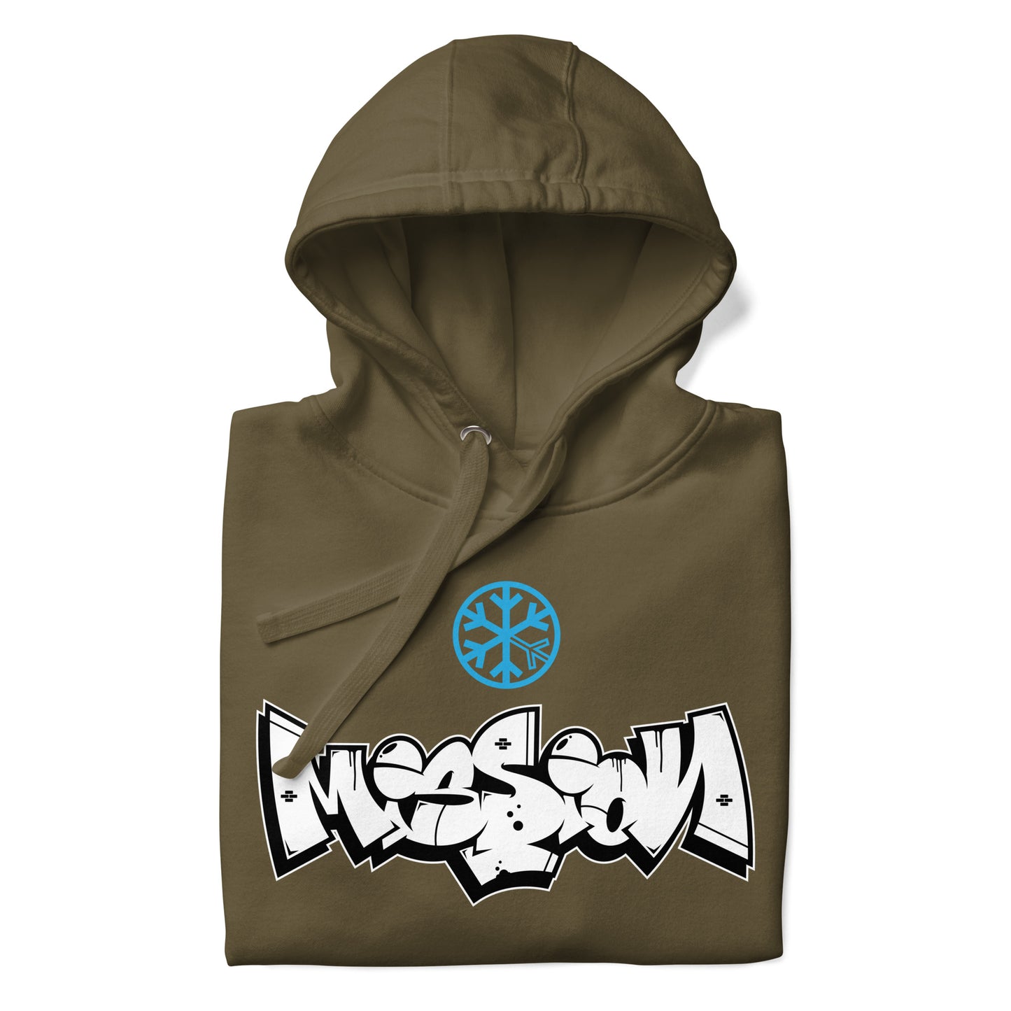 Green-Mission Graffiti Piece Hoodie from B.Different Clothing, folded, graffiti-inspired streetwear