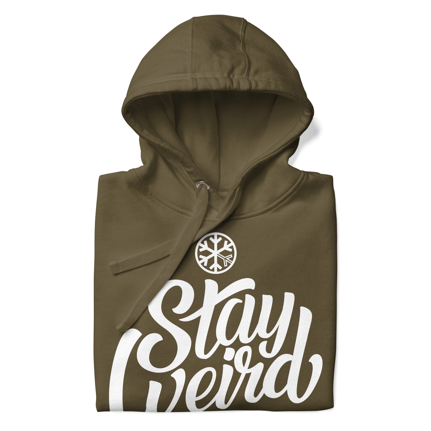 Green-Stay Weird Hoodie from B.Different Clothing, folded, graffiti-inspired streetwear