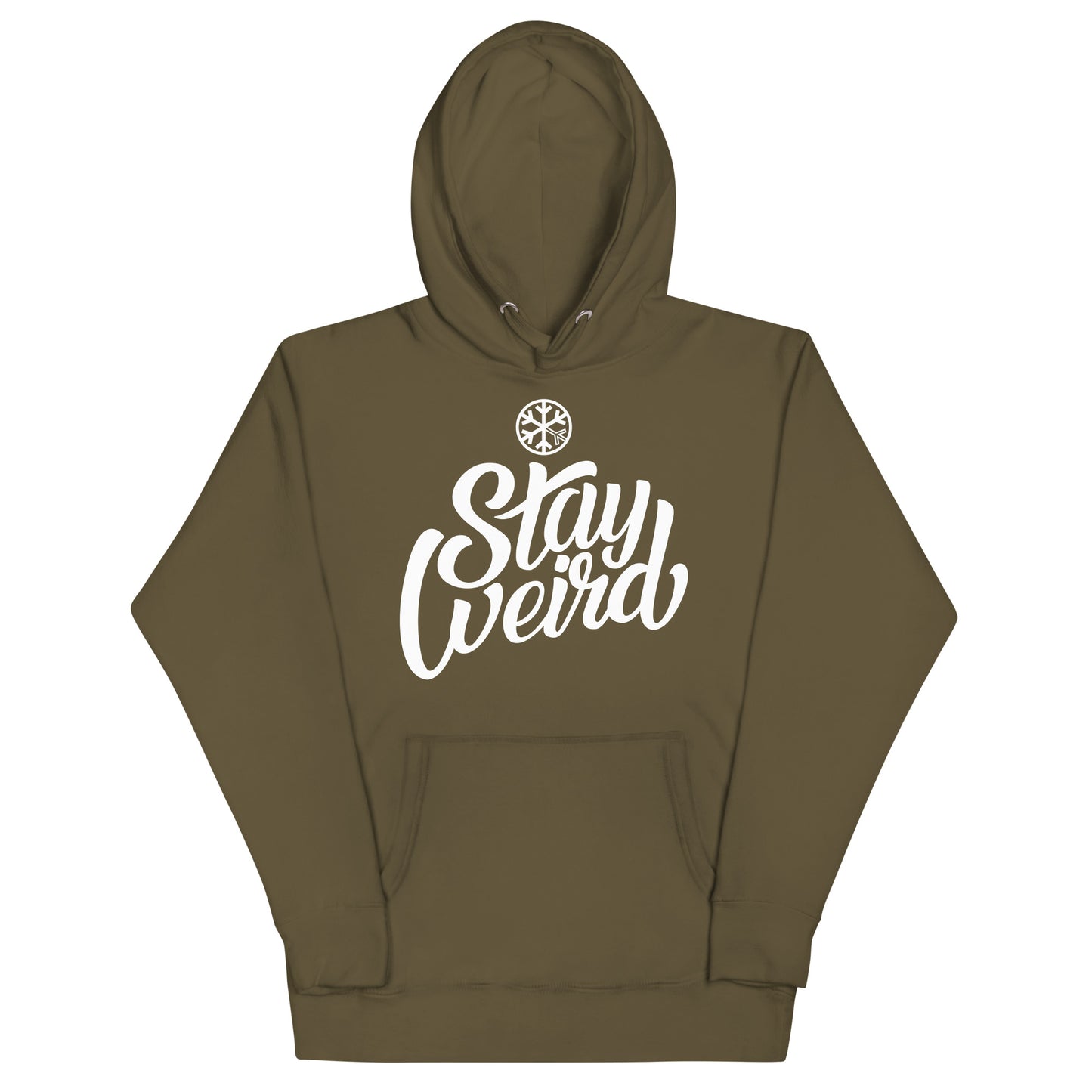 Green-Stay Weird Hoodie from B.Different Clothing, front view, graffiti-inspired streetwear