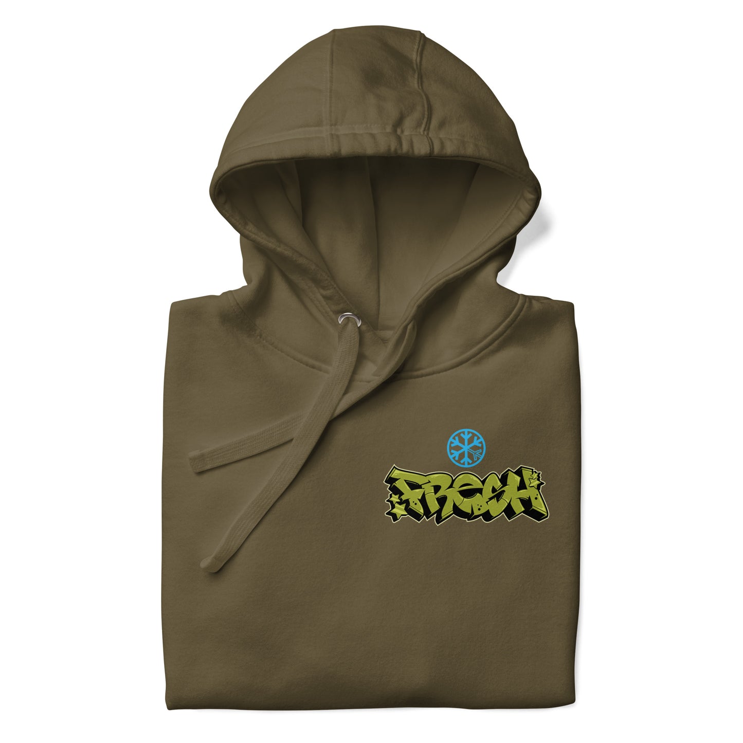 Green-Fresh Graffiti Character Hoodie from B.Different Clothing, folded, graffiti-inspired streetwear