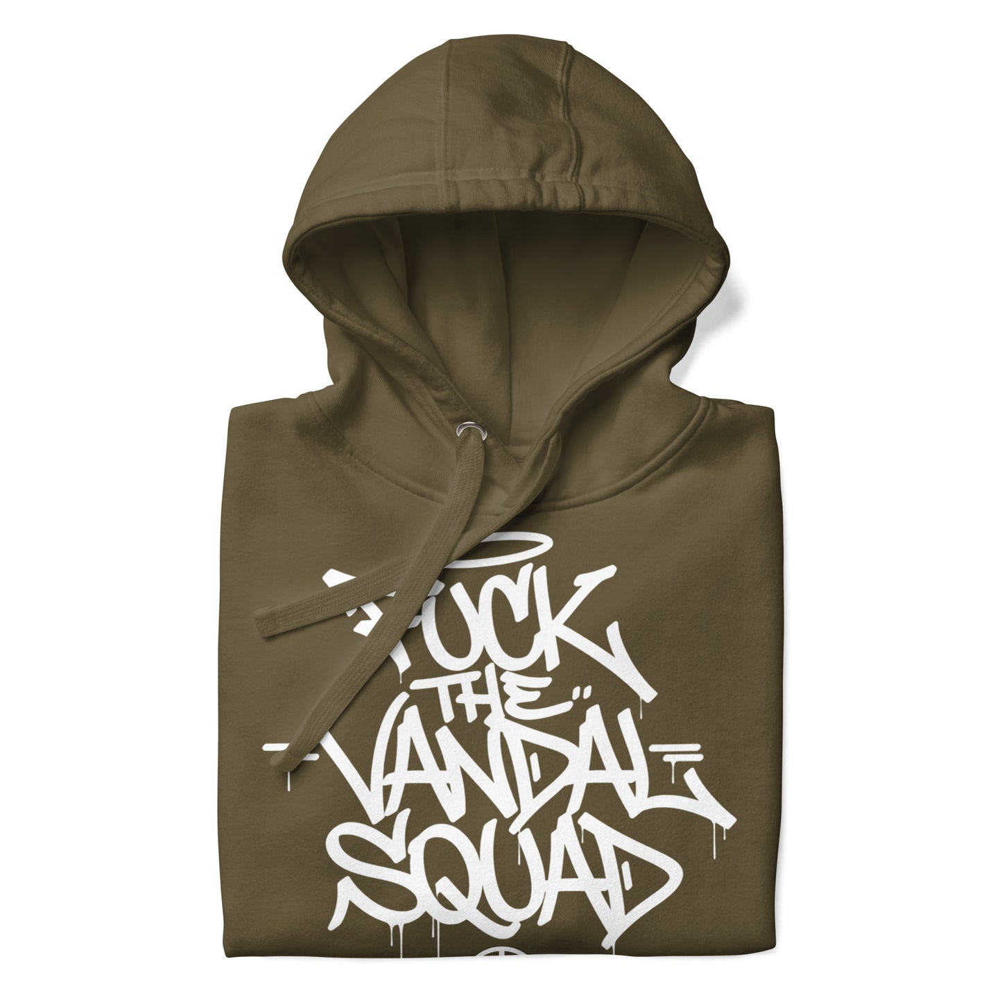 Green-Fuck The Vandal Squad Graffiti Hoodie from B.Different Clothing, folded, graffiti-inspired streetwear