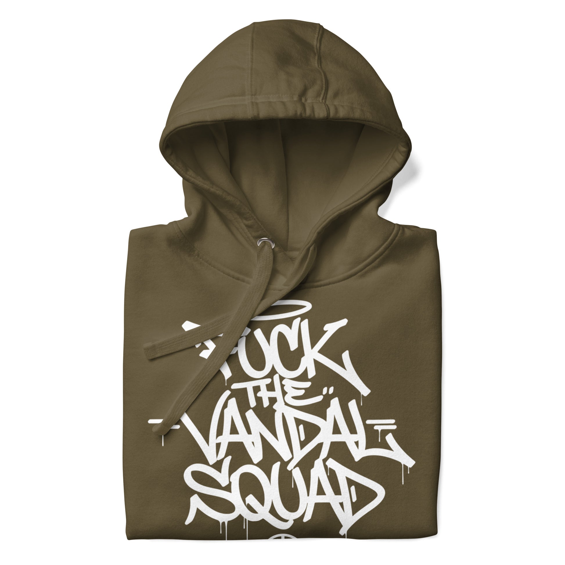 Green-Fuck The Vandal Squad Graffiti Hoodie from B.Different Clothing, folded, graffiti-inspired streetwear