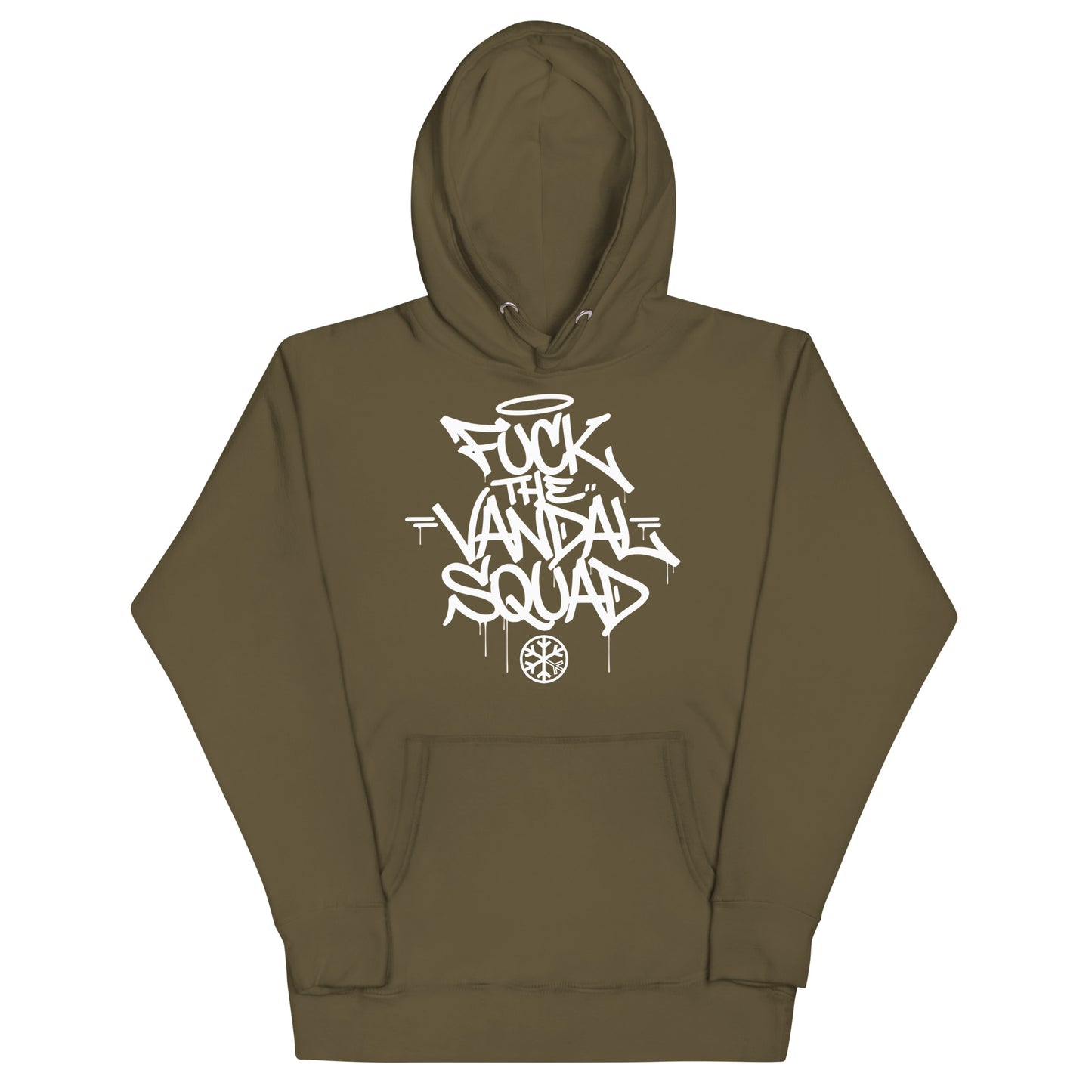 Green-Fuck The Vandal Squad Graffiti Hoodie from B.Different Clothing, front view, graffiti-inspired streetwear