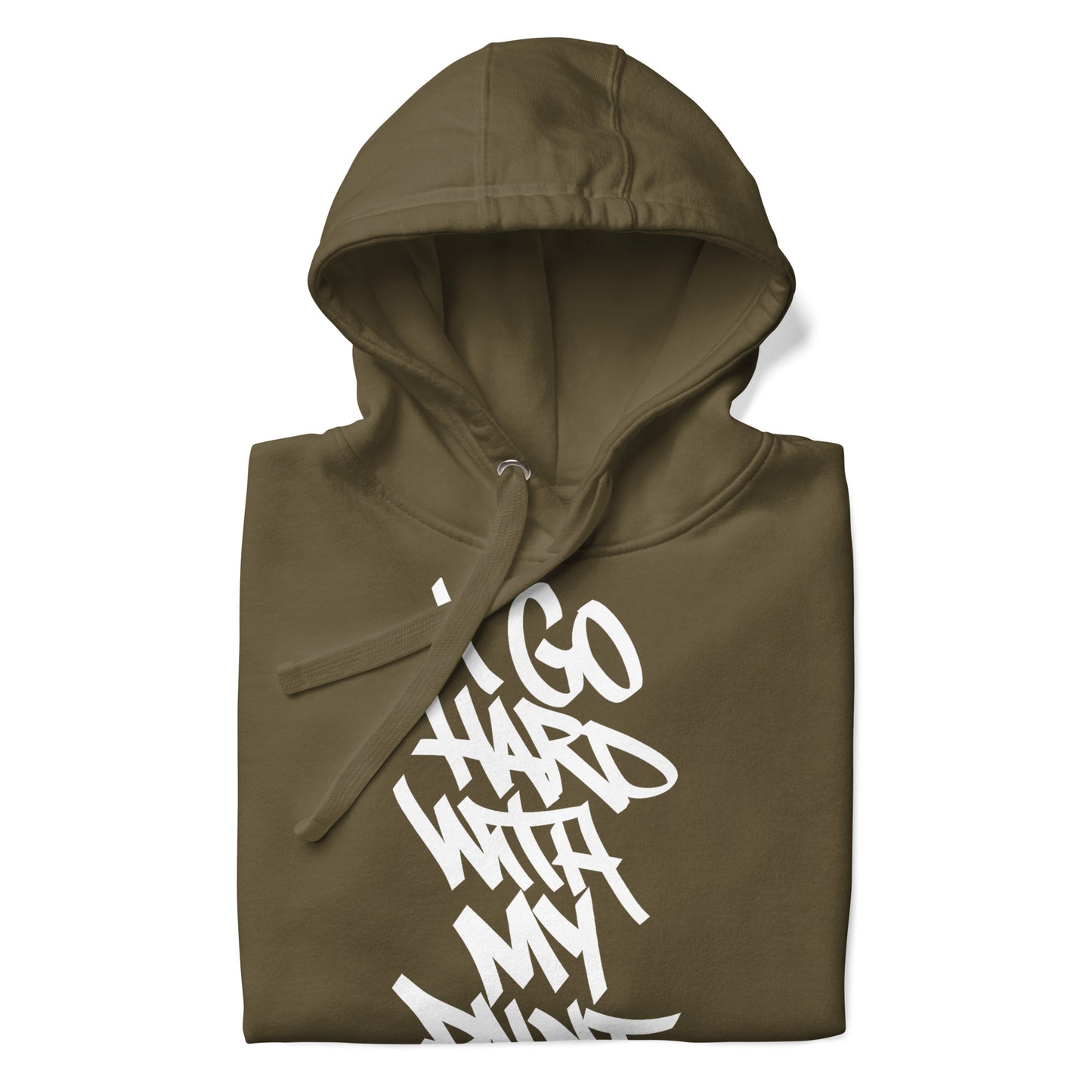 Green-I Go Hard With My Paint Graffiti Hoodie from B.Different Clothing, folded, graffiti-inspired streetwear