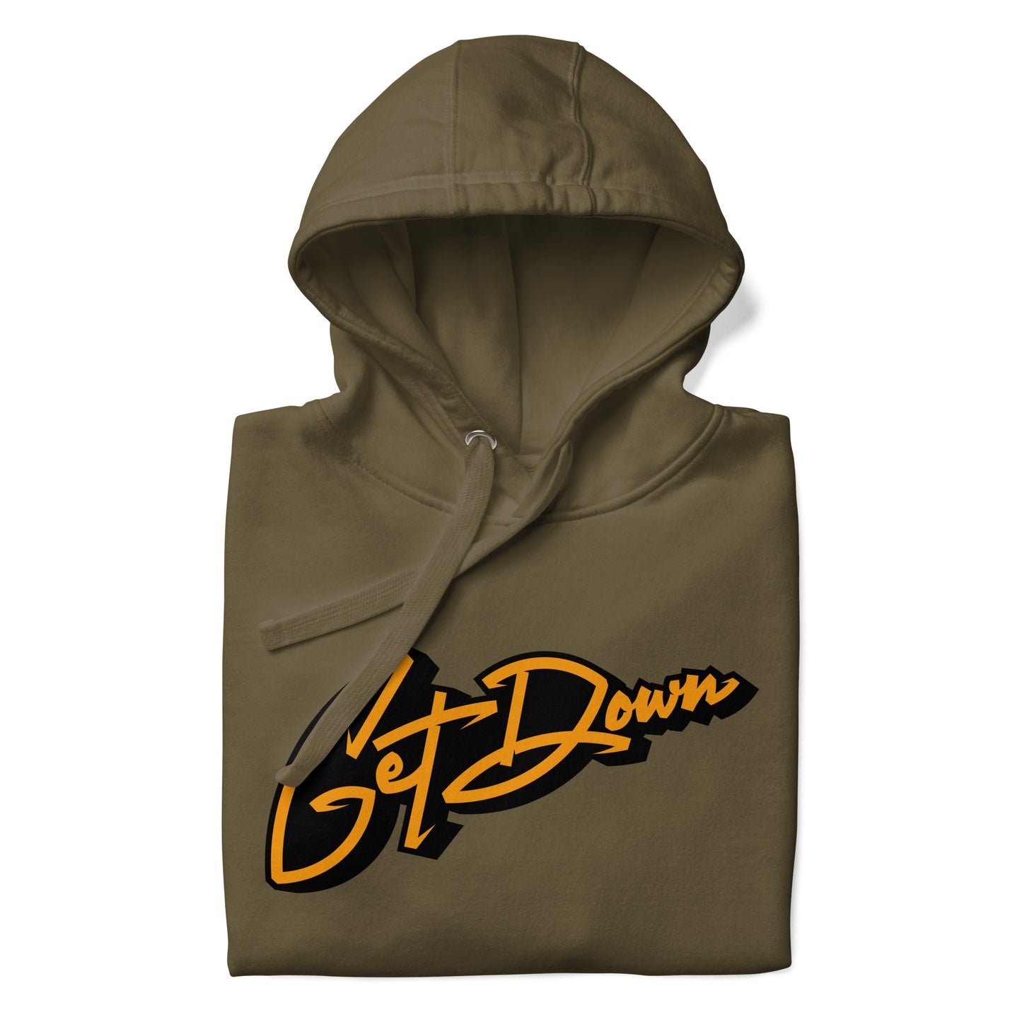 Green-Get Down Graffiti Lettering Hoodie from B.Different Clothing, folded, graffiti-inspired streetwear