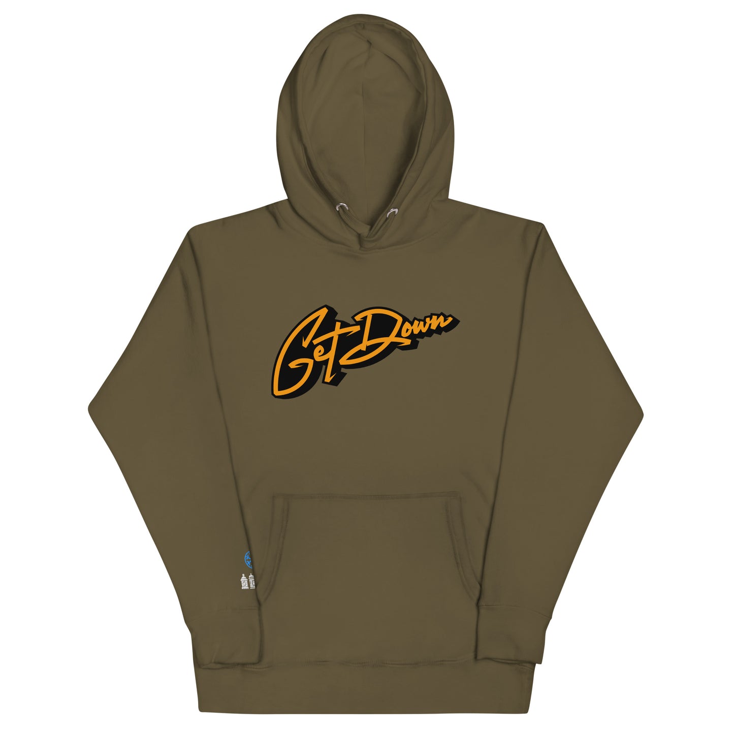 Green-Get Down Graffiti Lettering Hoodie from B.Different Clothing, front view, graffiti-inspired streetwear