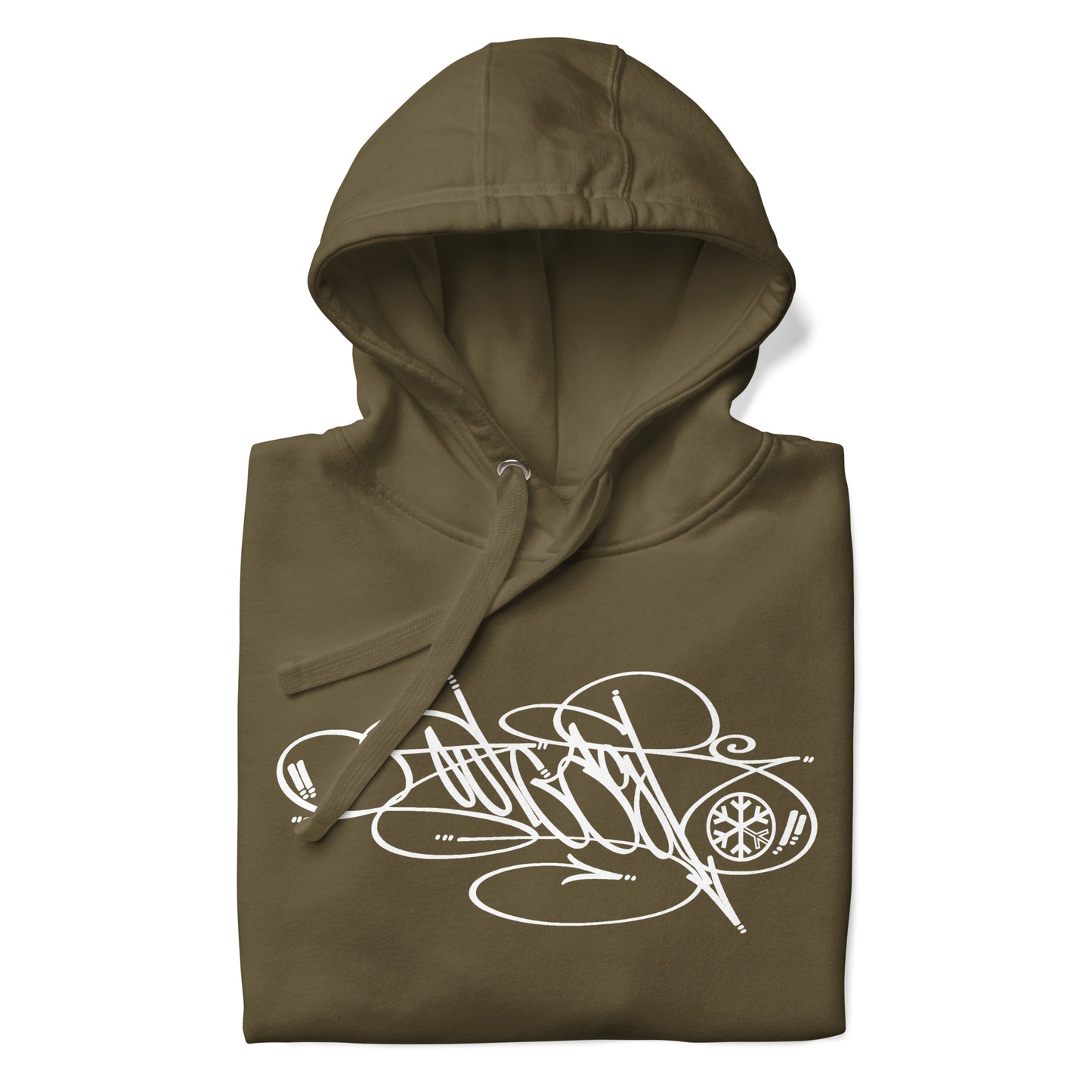 Green-Outcast Tag Hoodie by Graffiti Dad from B.Different Clothing, folded, graffiti-inspired streetwear