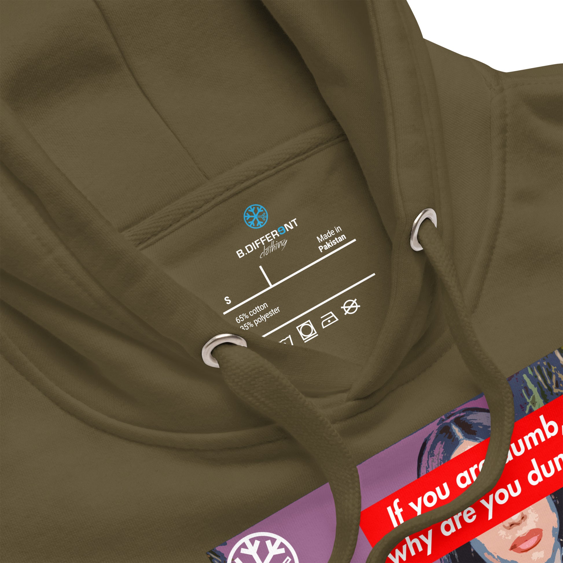 Green-Why Are You Dumb Hoodie from B.Different Clothing, collar, graffiti-inspired streetwear