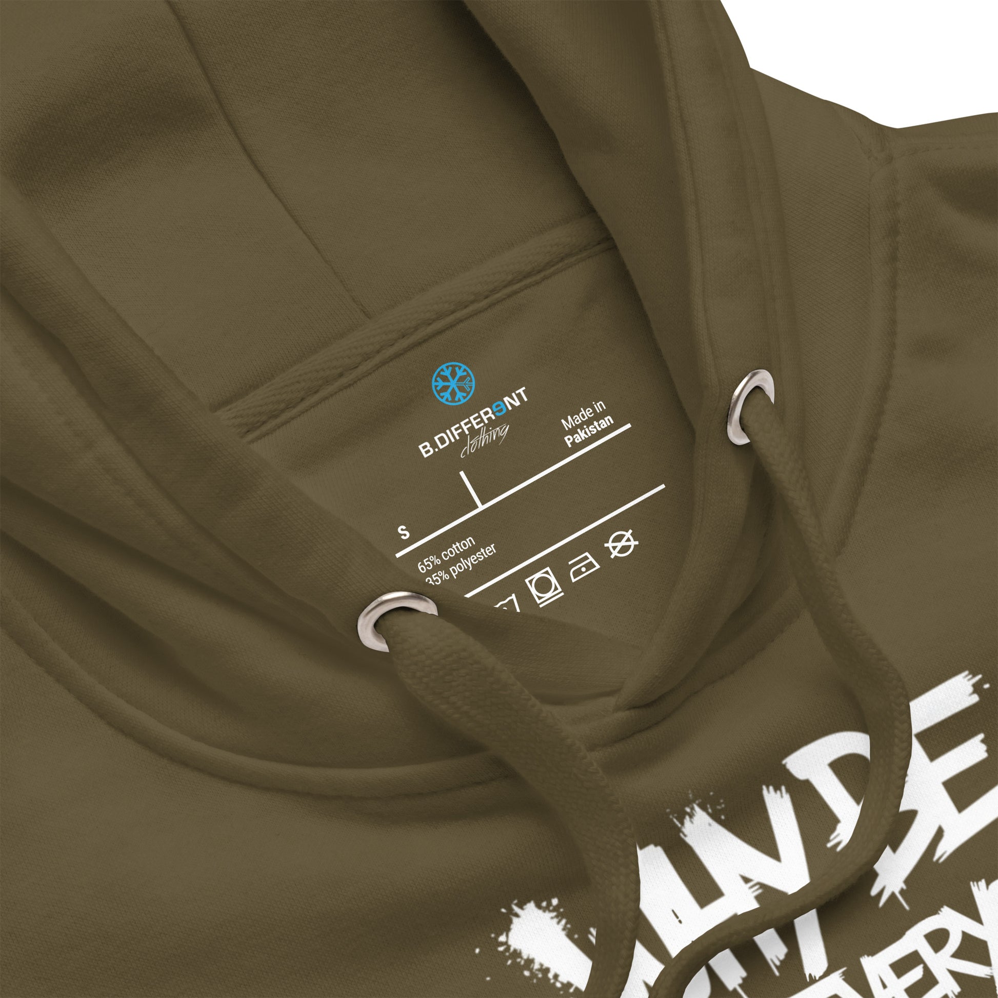 Green-Chaos They Fear Graffiti Tag Hoodie from B.Different Clothing, collar, graffiti-inspired streetwear