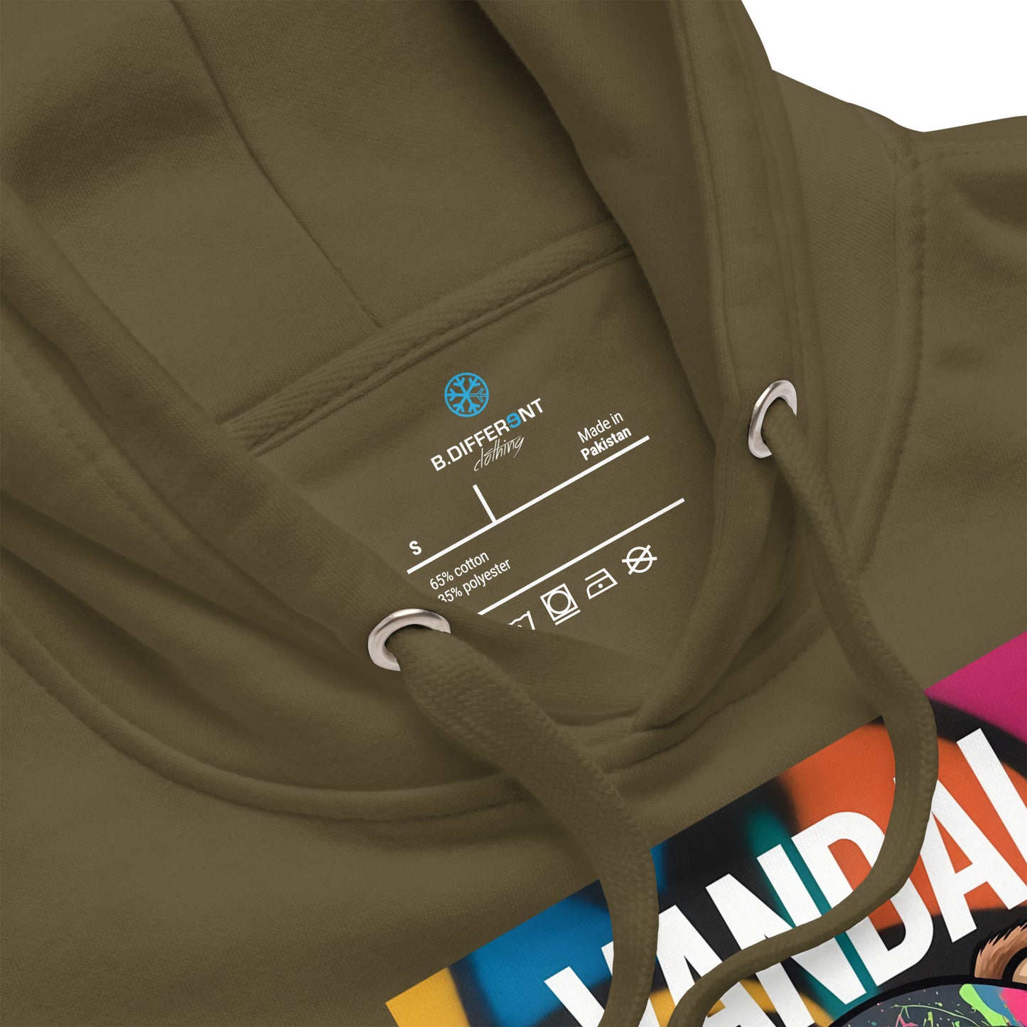 Green-Vandal Teddy Bear Graffiti Hoodie from B.Different Clothing, collar, graffiti-inspired streetwear