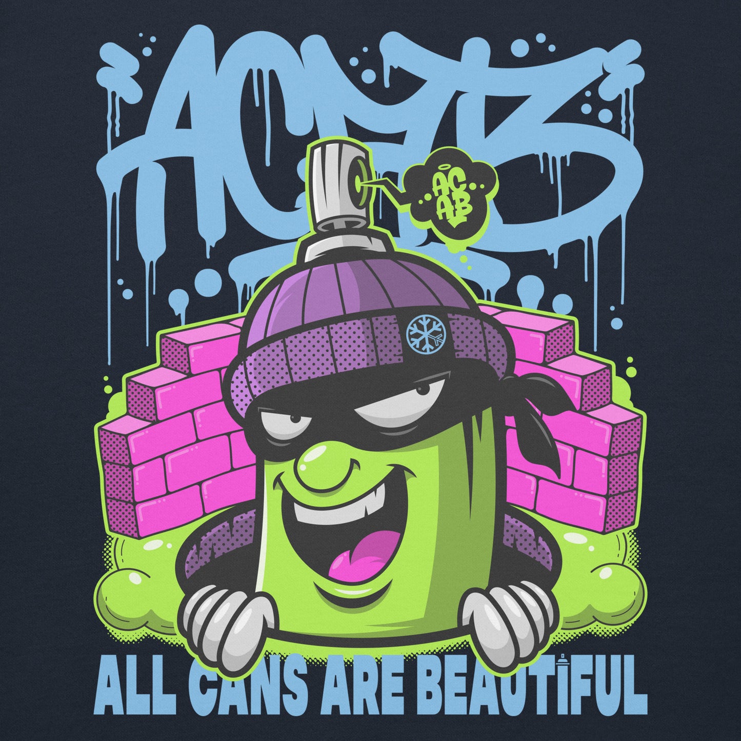Navy-ACAB Graffiti Character Hoodie from B.Different Clothing, graphic, graffiti-inspired streetwear