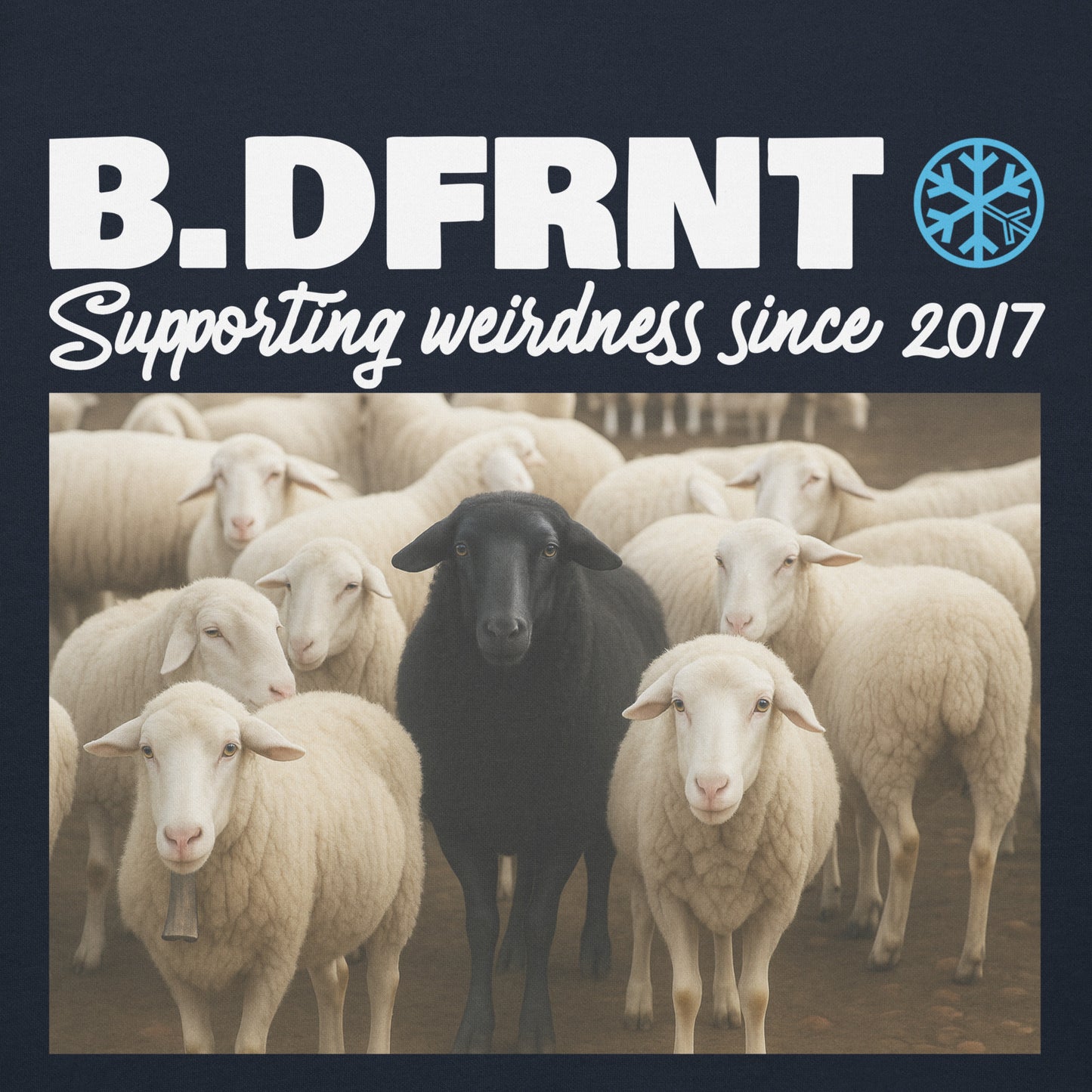 Navy-Black Sheep Hoodie from B.Different Clothing, graphic, graffiti-inspired streetwear