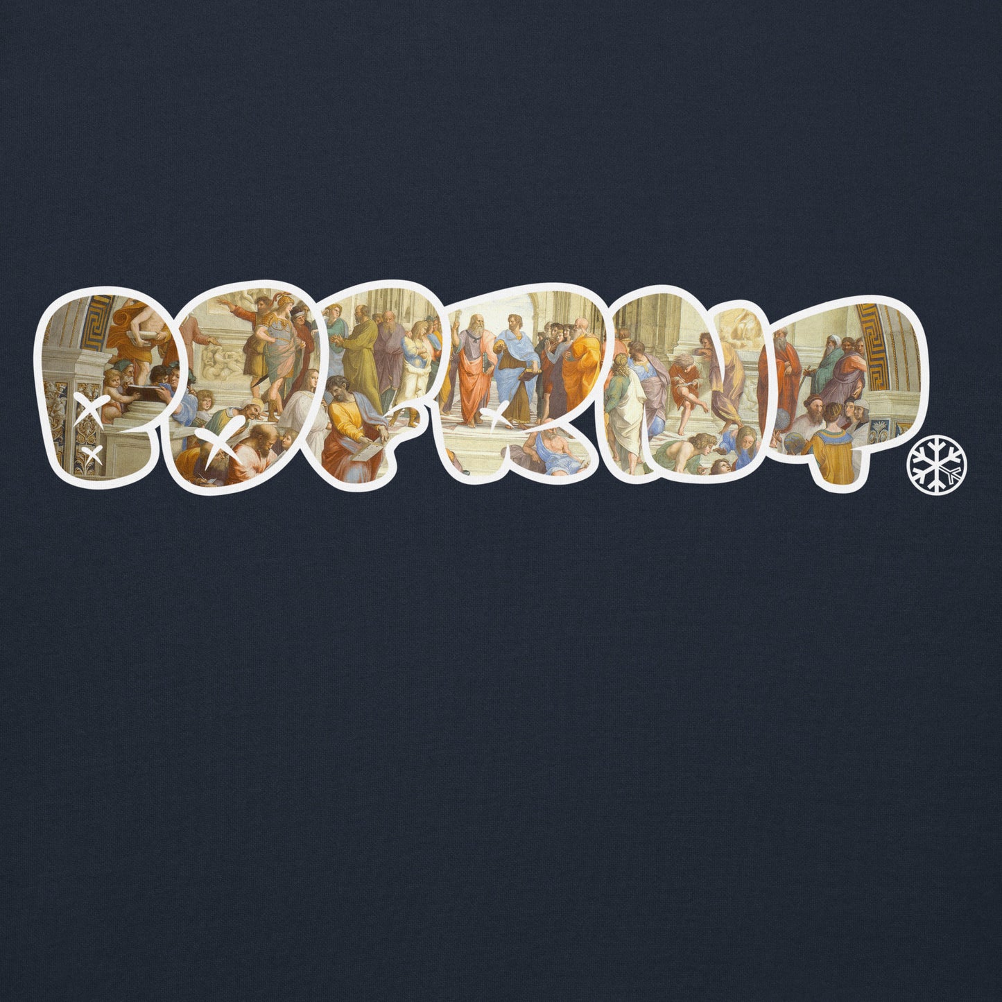 Navy-BDFRNT Throwie x School of Athens Graffiti Hoodie from B.Different Clothing, graphic, graffiti-inspired streetwear