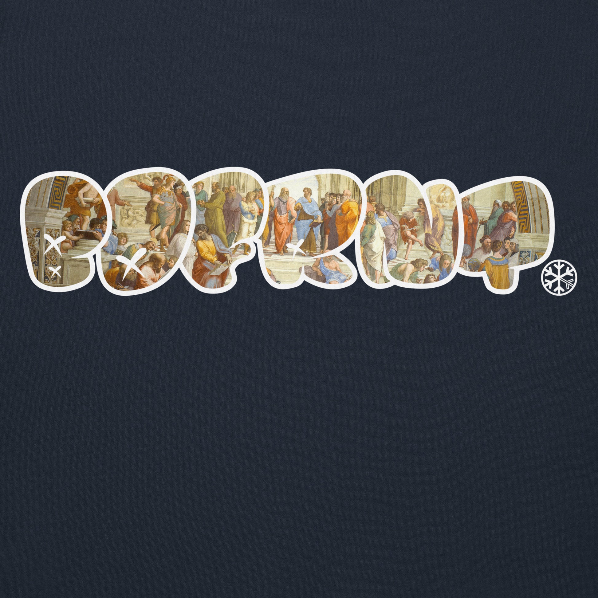 Navy-BDFRNT Throwie x School of Athens Graffiti Hoodie from B.Different Clothing, graphic, graffiti-inspired streetwear