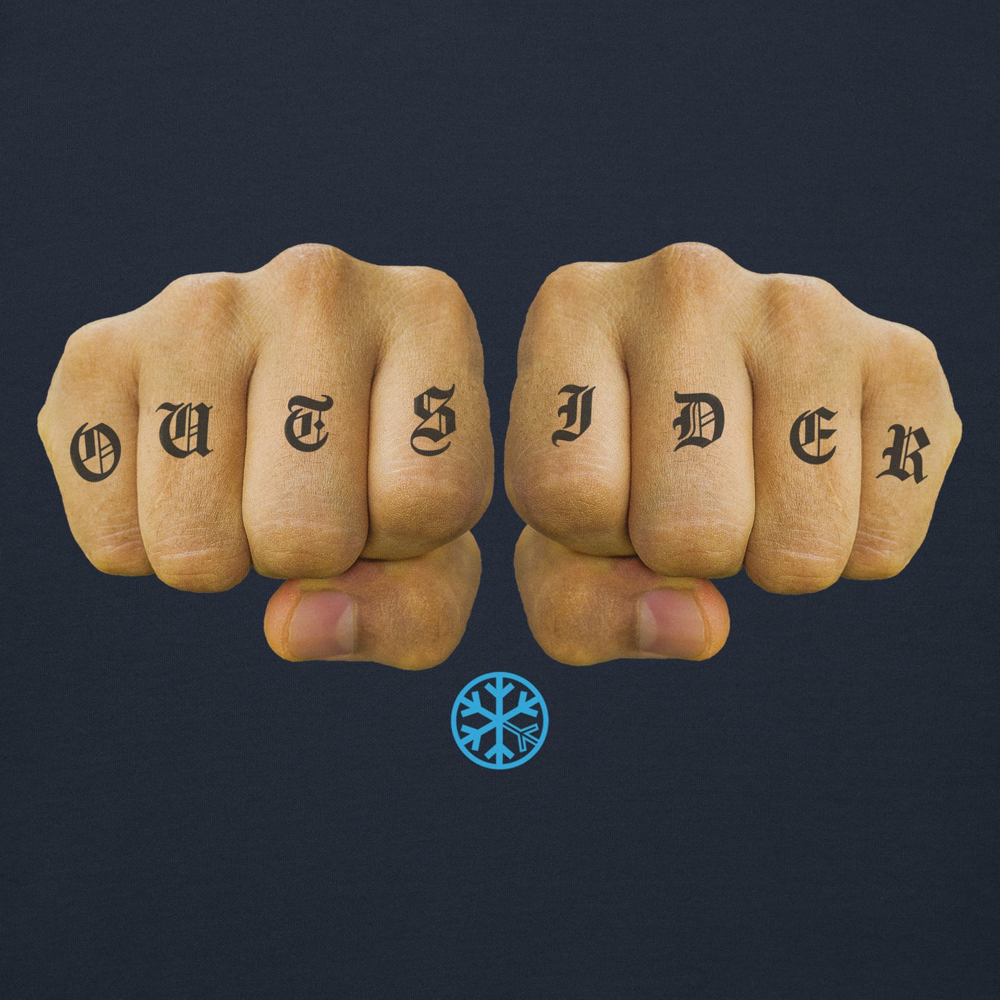 Navy-Outsider Tattoo Hoodie from B.Different Clothing, graphic, graffiti-inspired streetwear